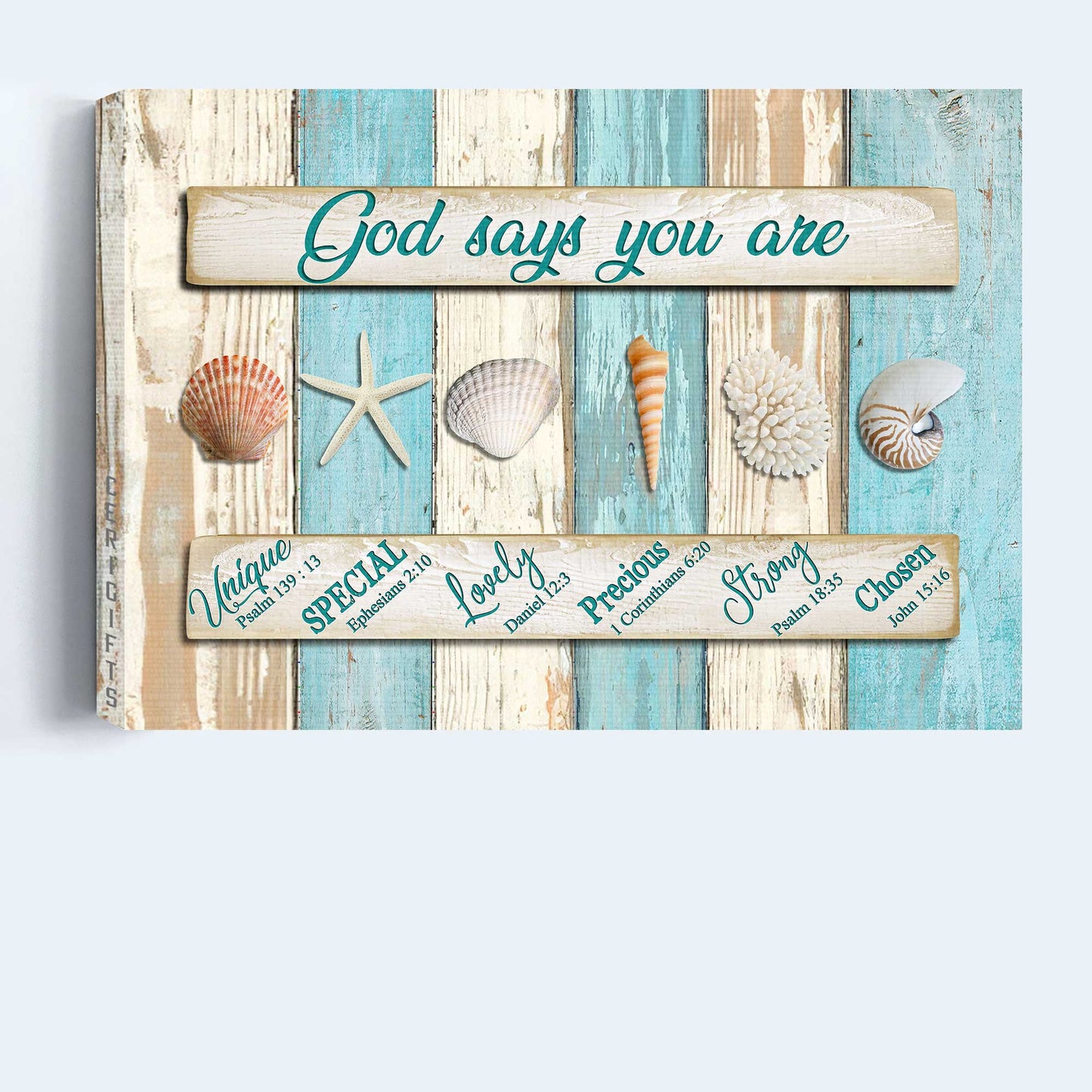 Jesus Landscape Canvas- Seashells, God says you are unique- Gift for Christian - Landscape Canvas Prints, Wall Art