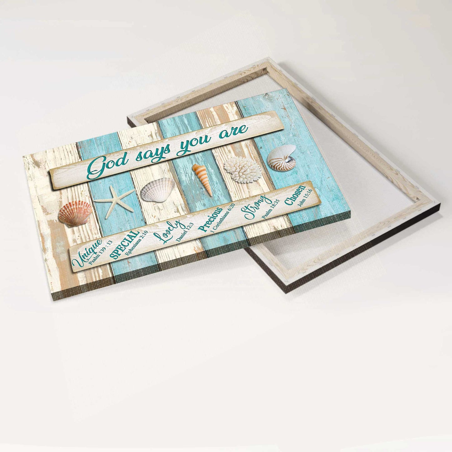 Jesus Landscape Canvas- Seashells, God says you are unique- Gift for Christian - Landscape Canvas Prints, Wall Art