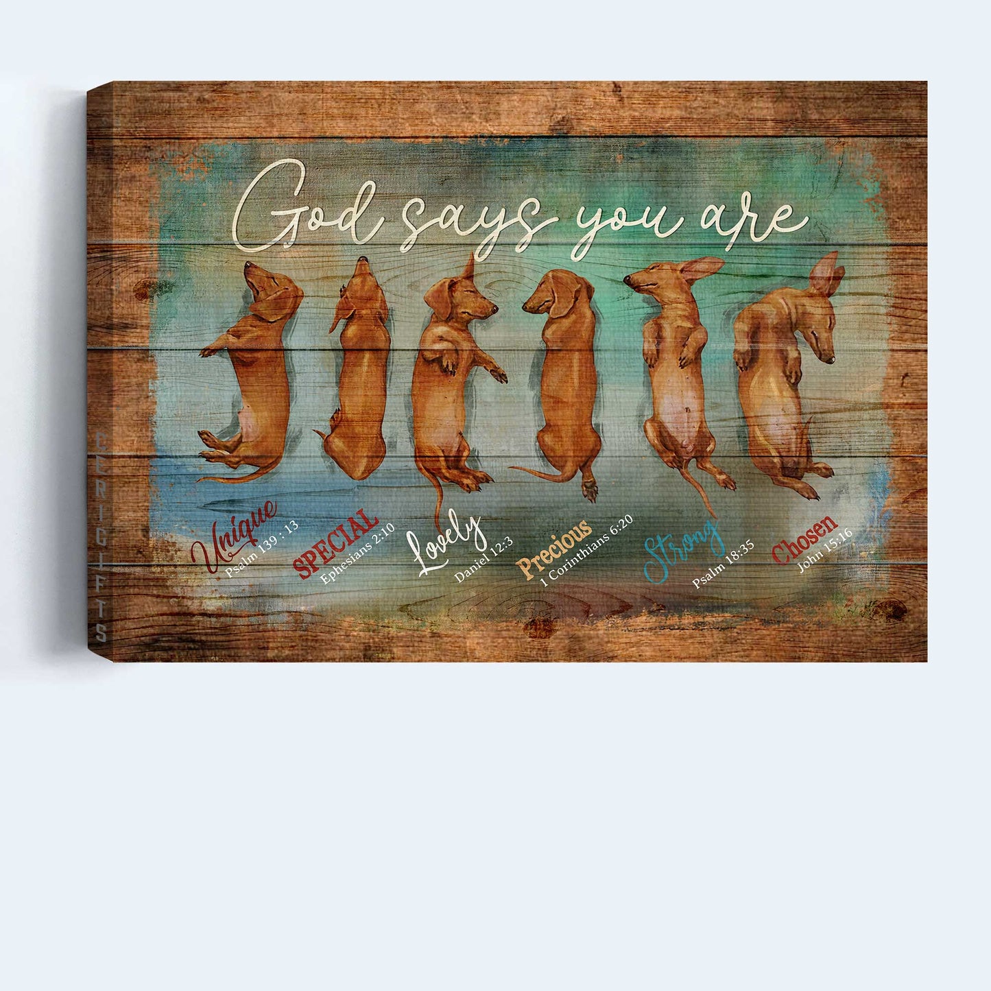 Jesus Landscape Canvas- Sleeping Dachshund, God says you are- Gift for Christian, Dog lover - Dachshund Landscape Canvas Prints, Wall Art