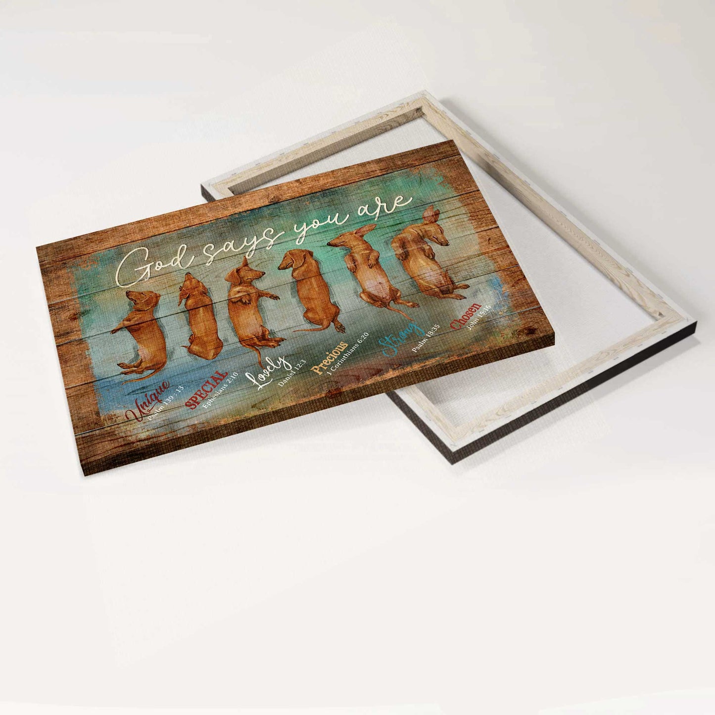 Jesus Landscape Canvas- Sleeping Dachshund, God says you are- Gift for Christian, Dog lover - Dachshund Landscape Canvas Prints, Wall Art