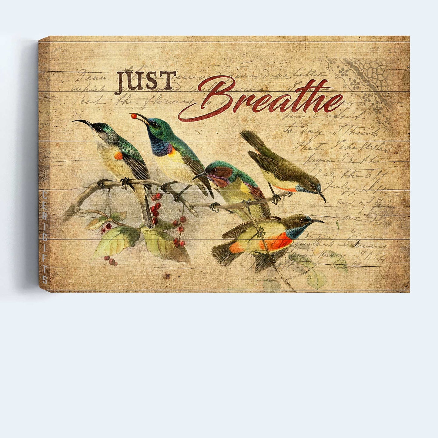 Jesus Landscape Canvas- Amazing Hummingbird, Cranberry Tree Landscape Canvas- Gift For Christian- Just Breathe Canvas