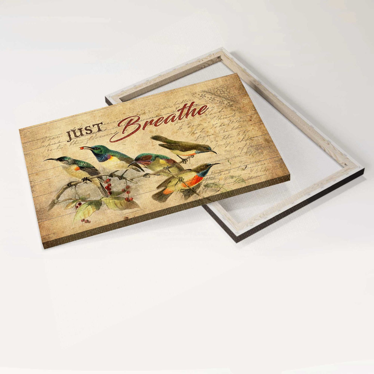 Jesus Landscape Canvas- Amazing Hummingbird, Cranberry Tree Landscape Canvas- Gift For Christian- Just Breathe Canvas