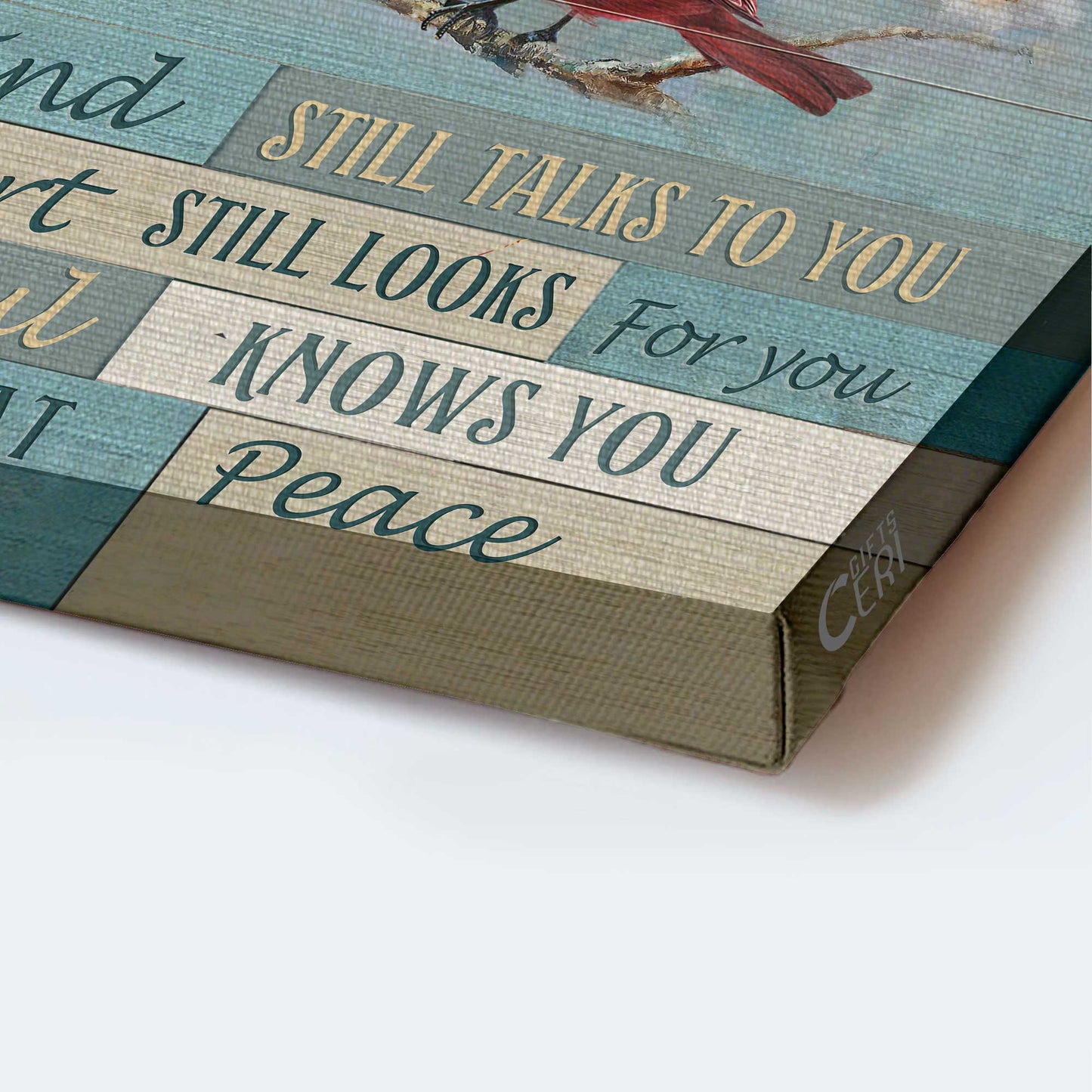 Memorial landscape canvas- Spring painting, Cardinal drawing- Memorial gift for members family- My mind still talks to you - Heaven Landscape Canvas Prints, Wall Art