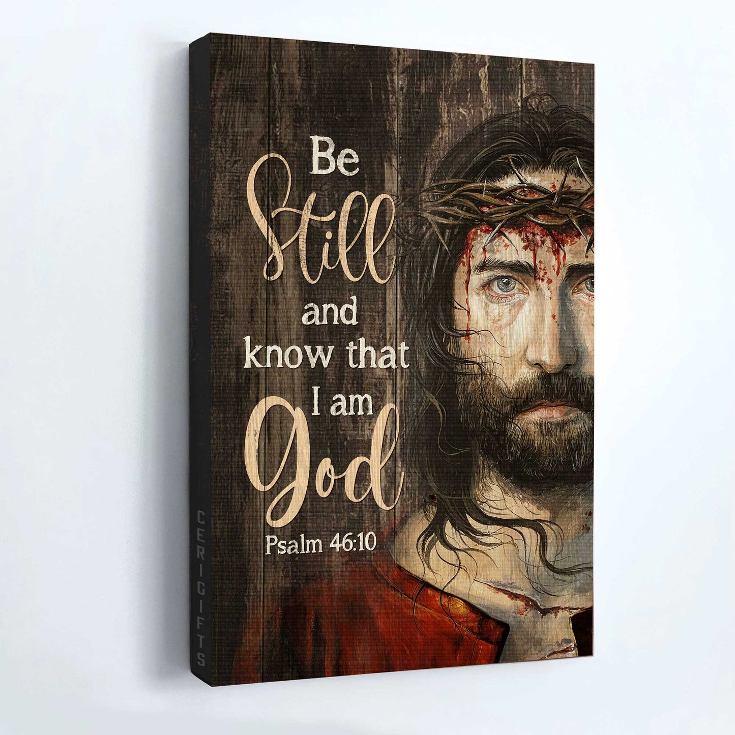 Jesus Portrait Canvas - Amazing Jesus Painting, Crown Of Thorn Drawing Canvas- Gift For Christian- Be Still And Know That I Am God