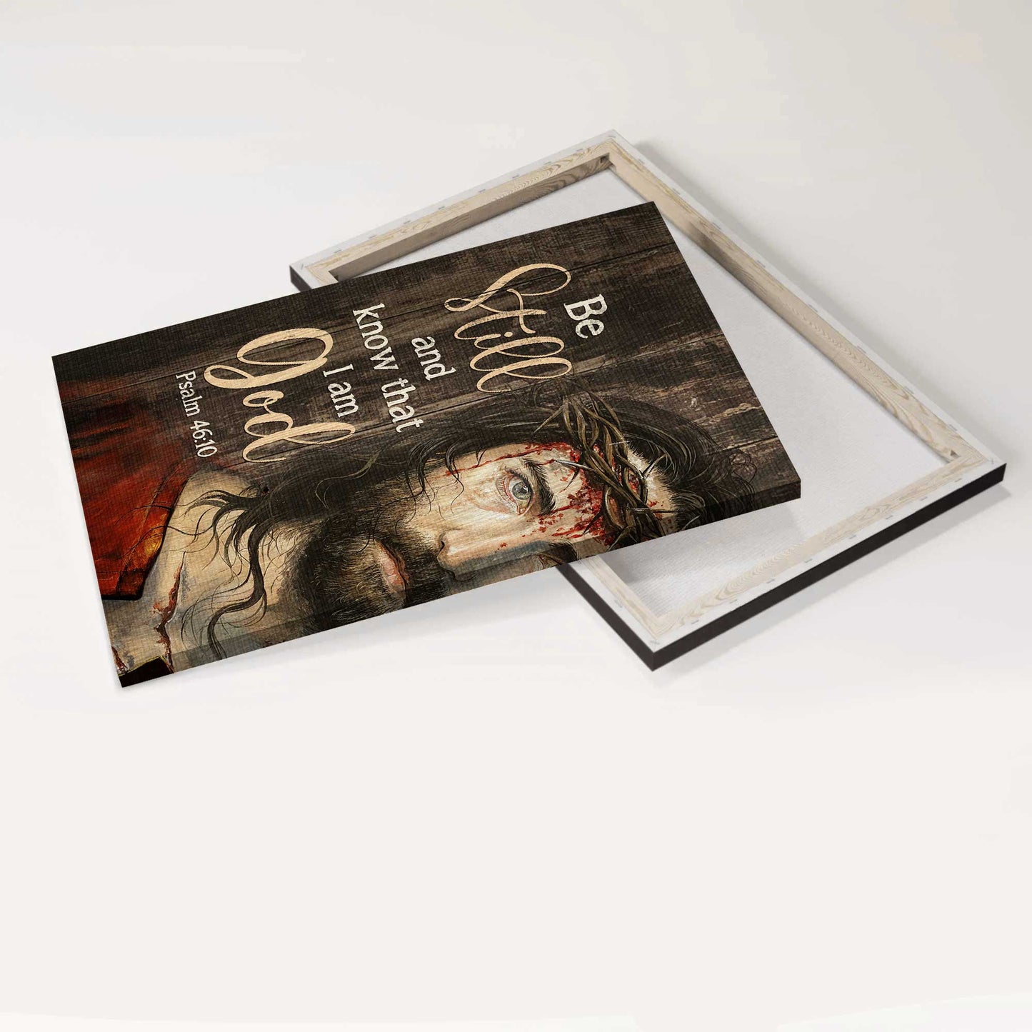 Jesus Portrait Canvas - Amazing Jesus Painting, Crown Of Thorn Drawing Canvas- Gift For Christian- Be Still And Know That I Am God