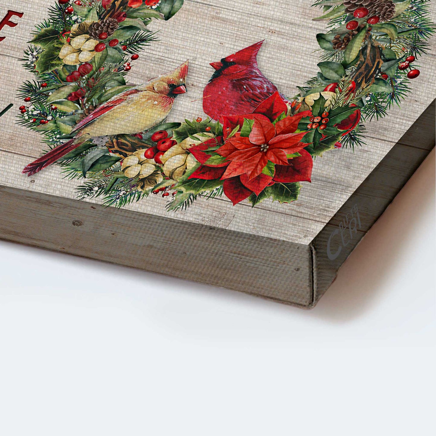 Jesus Landscape Canvas- Pretty Cardinal Couple, Christmas Wreath - God Gave Me You- Landscape Canvas, Wall Decor Visual Art-Gift For Couple, Husband, Wife