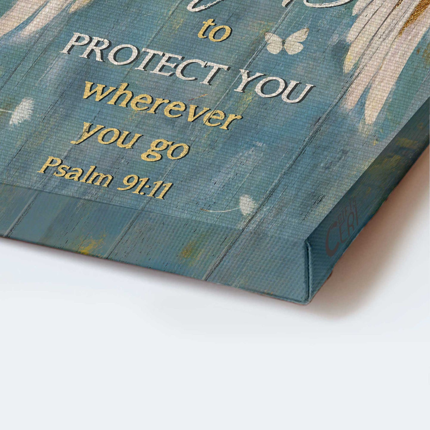 Memorial Portrait Canvas- Pretty angel wings, Blue sky- Gift for Family- For he will order his angels to protect you - Heaven Portrait Canvas Prints, Wall Art