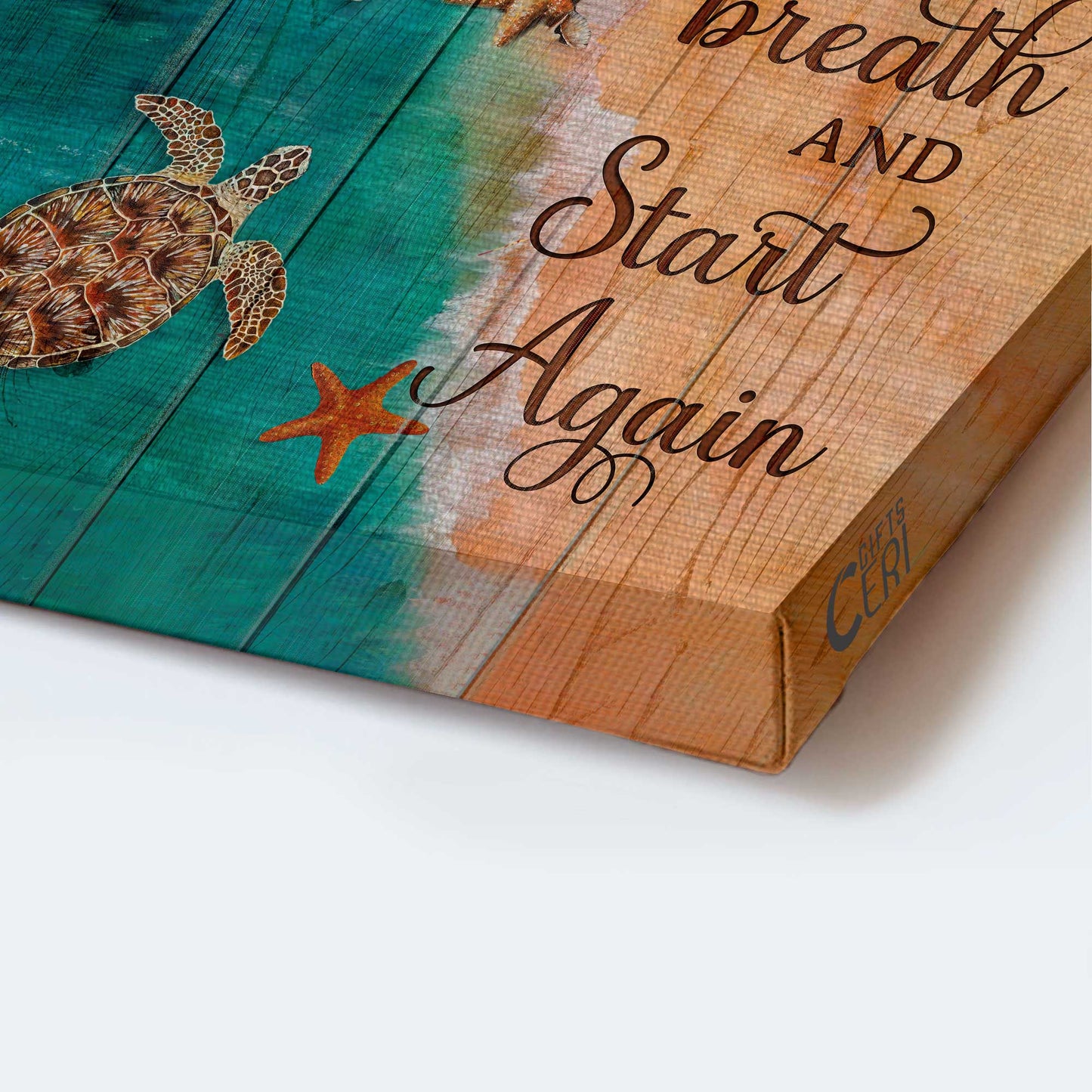 Jesus Portrait Canvas- Sea turtle painting, Starfish, Blue ocean, Beautiful beach- Gift for Christian- Everyday is a new beginning - Portrait Canvas Prints, Wall Art