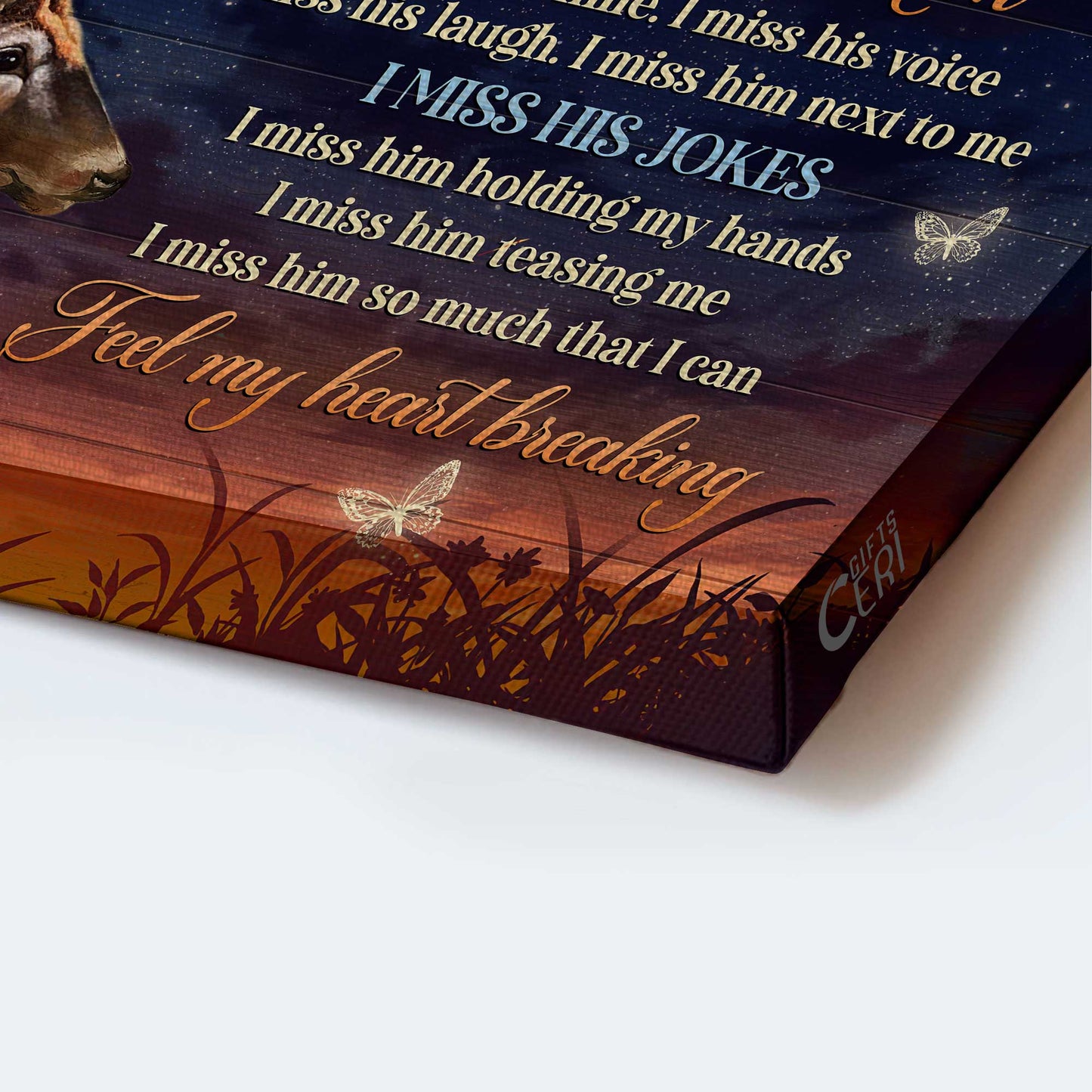 Memorial Landscape Canvas- Beautiful Deer, Galaxy Sky, Full Moon, Heaven Landscape Canvas- Gift For Members Family- When I Simply Say I Miss Him