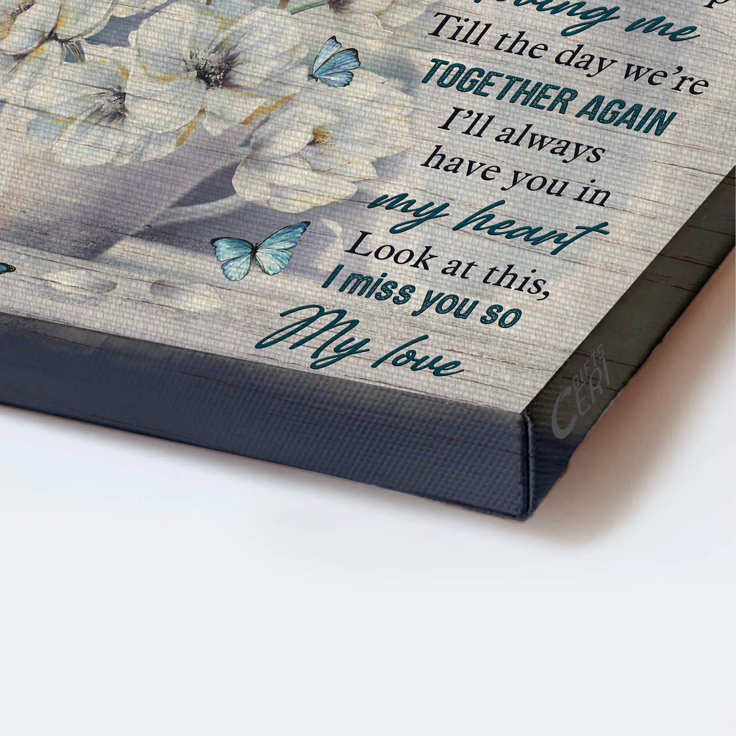 Heaven Landscape Canvas - Beautiful white flower, Till the day we're together again Landscape Canvas - Memorial Gift For Family Members - My Angle In Heaven