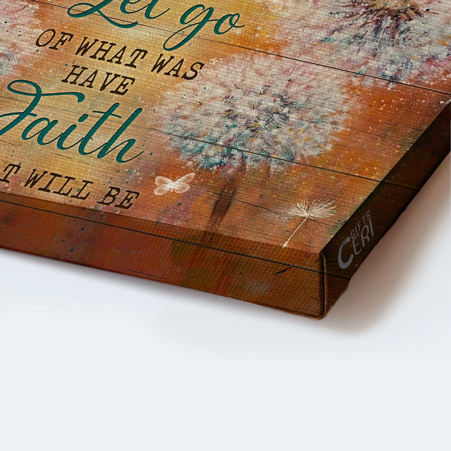 Memorial Landscape Canvas- Beautiful Dandelion, Crystal Butterfly Canvas- Gift For Members Family- Accept What Is Let Go Of What Was