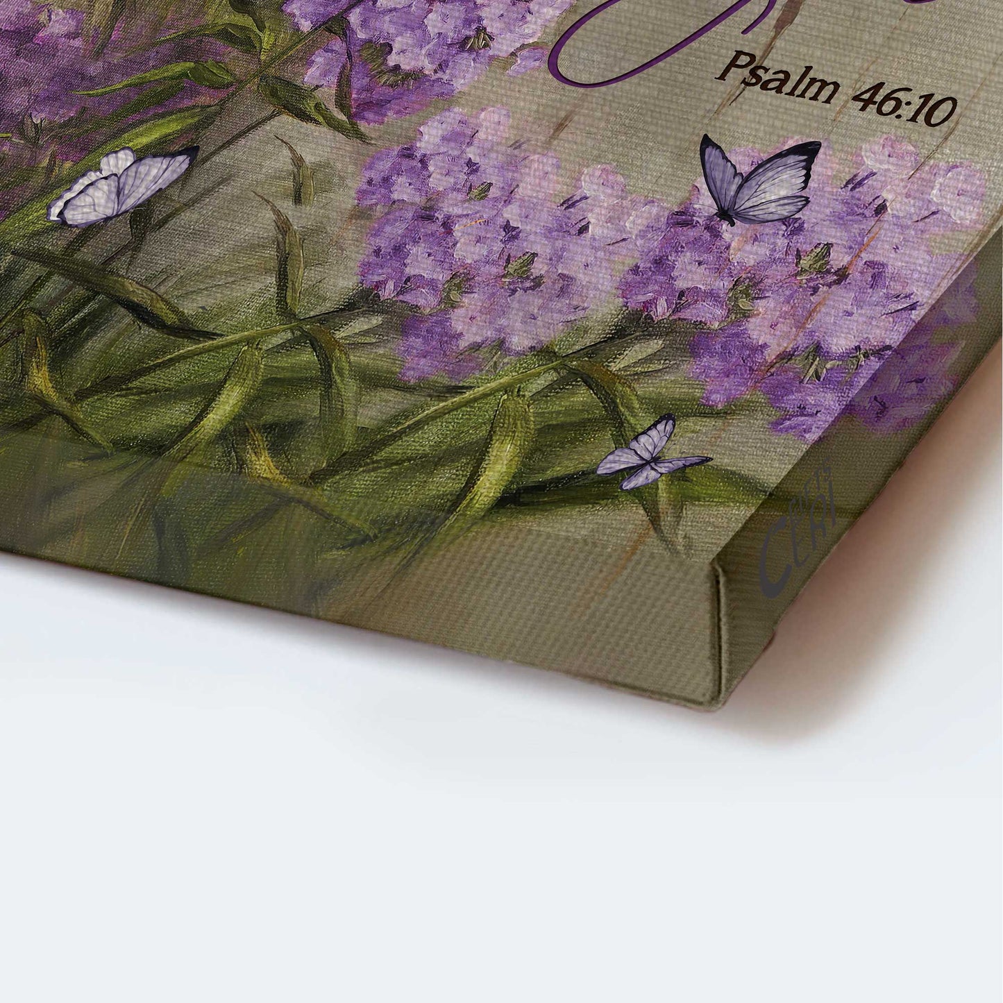 Jesus Portrait Canvas- Pretty purple hydrangea, Butterfly- Gift for Christian- Be still and know that I am God - Canvas Prints, Christian Wall Art