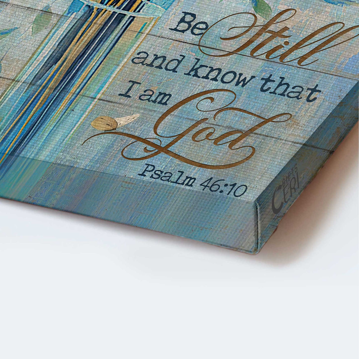 Jesus Portrait Canvas- Pretty flower painting, White butterfly, Bible verse canvas- Gift for Christian- Be still & know that I am God - Portrait Canvas Prints, Christian Wall Art