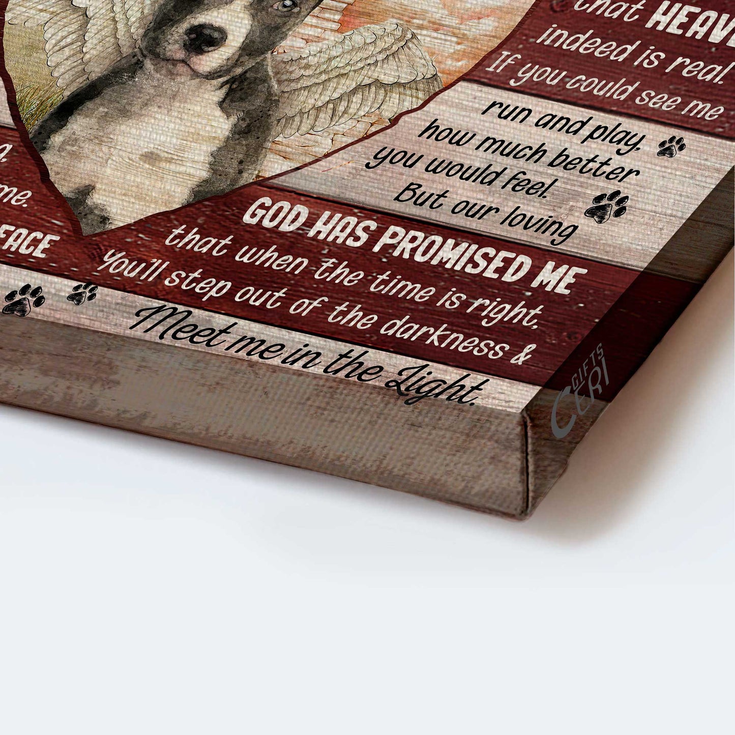 Pit Bull Landscape Canvas - Pit bull, Angel, Heaven Landscape Canvas - Gift For Pit Bull Lover - You'll meet me in the light Landscape Canvas