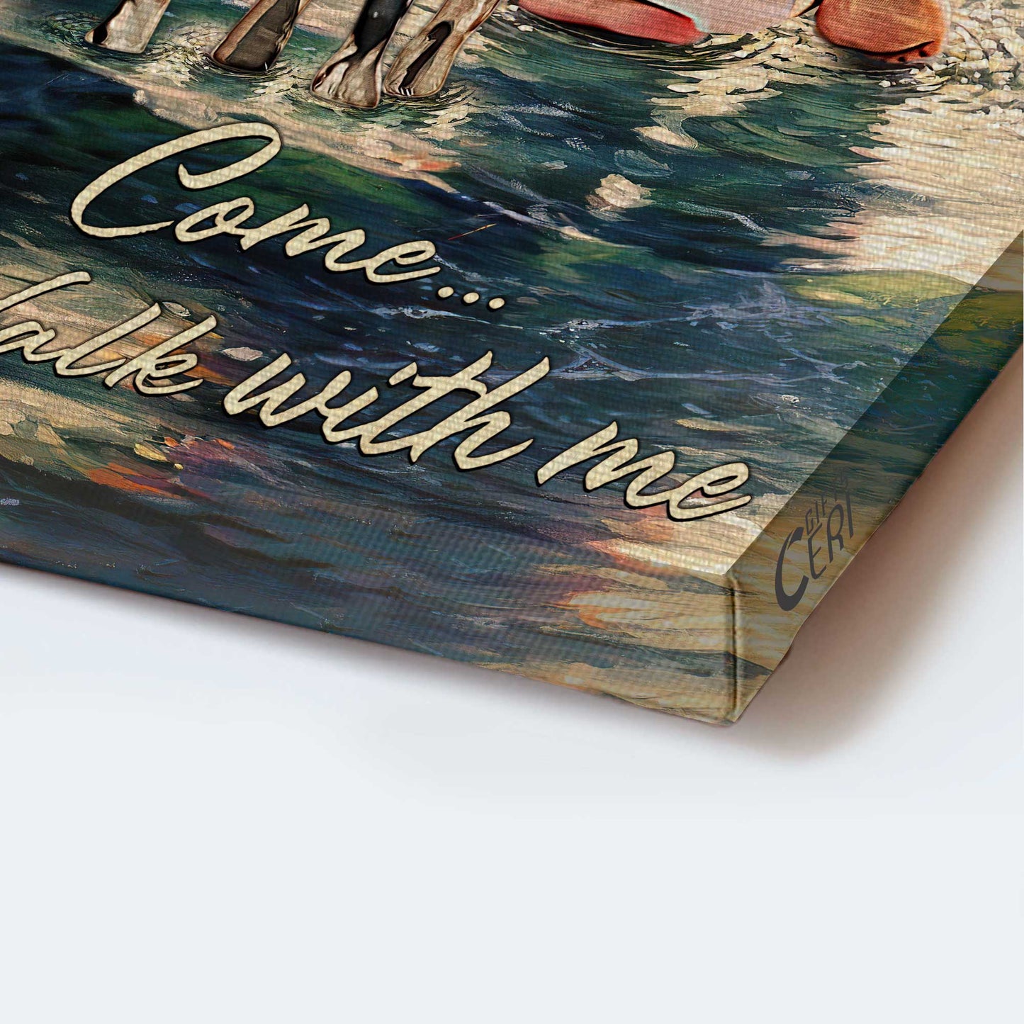 Great Dane Portrait Canvas- Great Dane, On the river, Jesus Painting, Walks with God- Gift for Christian, Dog lover- Jesus Portrait Canvas Prints, Wall Art