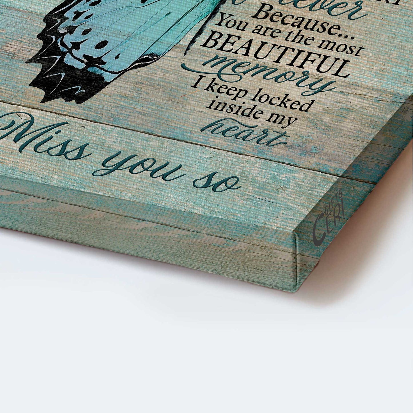 Memorial Portrait Canvas- Blue butterfly canvas- Gift for members family- You are the most beautiful memory - Heaven Portrait Canvas Prints, Wall Art