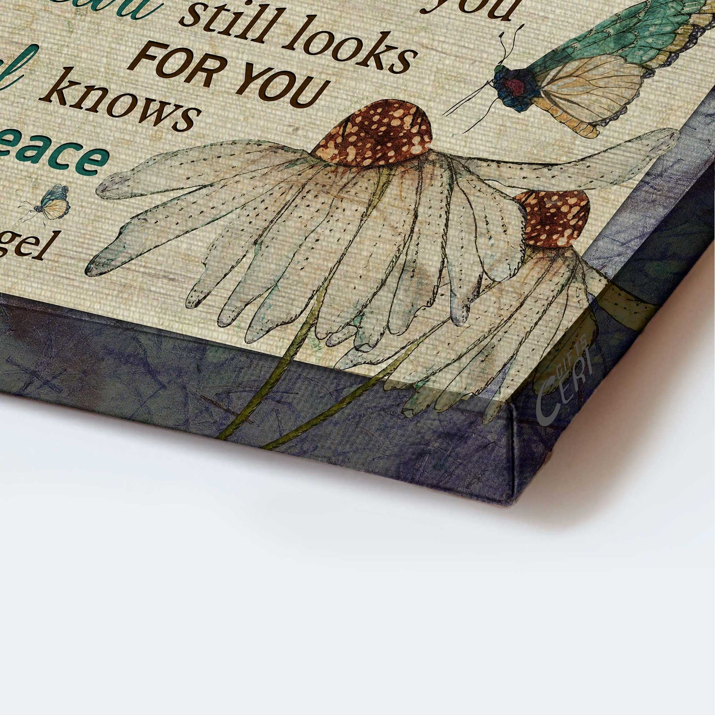 Memorial Landscape Canvas- Butterfly drawing, White flower painting- Gift for members family- My heart still looks for you - Heaven Landscape Canvas Prints, Wall Art