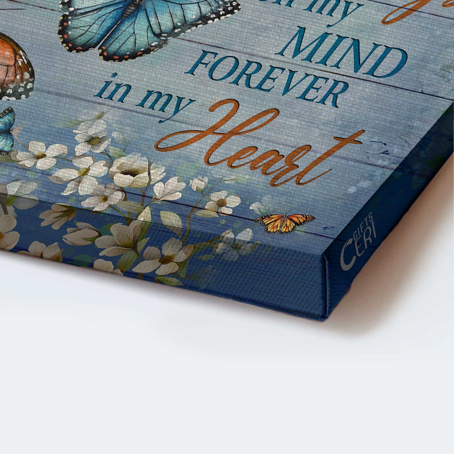 Memorial Landscape Canvas- Pretty butterflies, Monarch butterfly, Jasmine flower painting- Gift for Family- Always on my mind - Heaven Landscape Canvas Prints, Wall Art