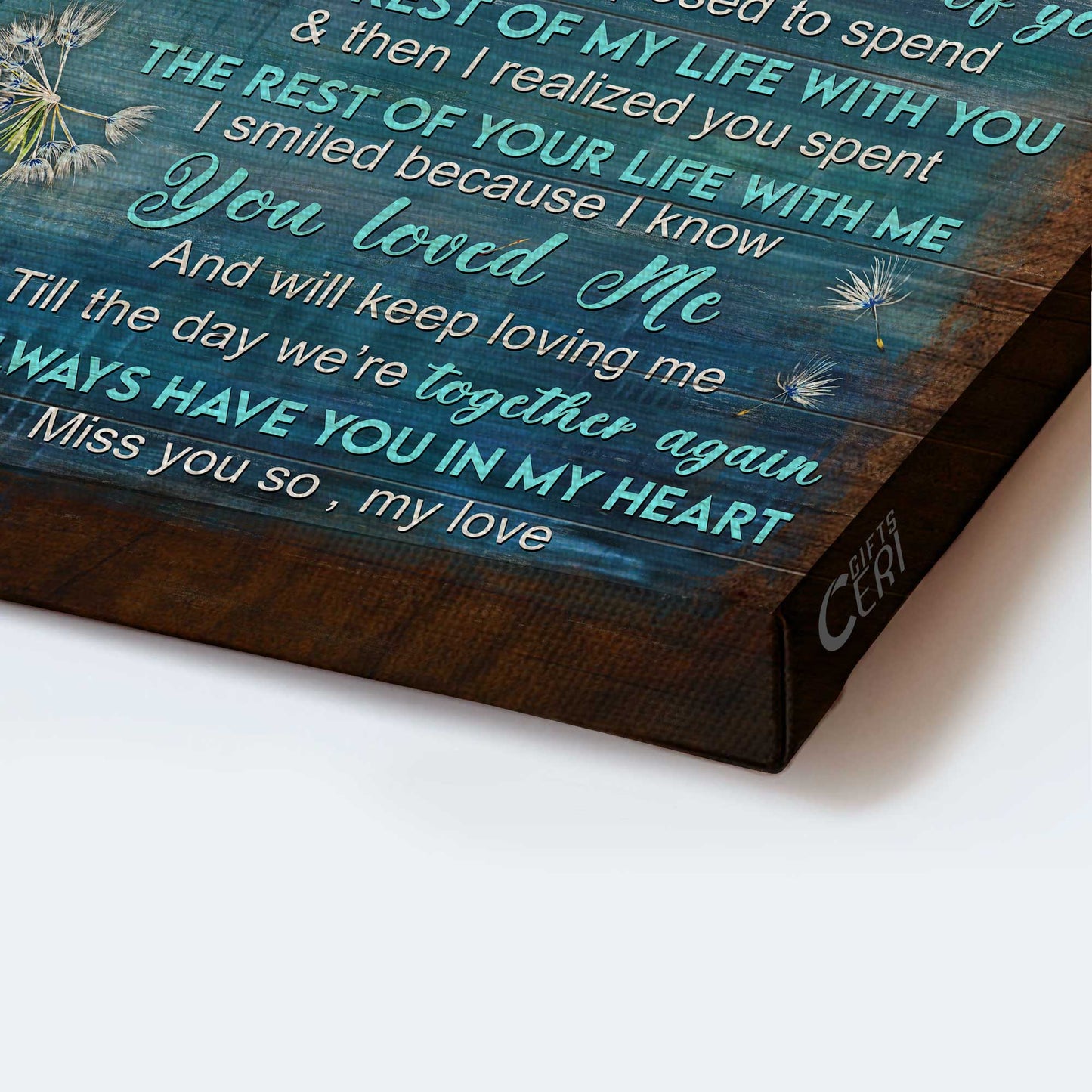 Memorial Landscape Canvas- Beautiful Dandelion Painting, Blue Butterfly Canvas- Gift For Members Family- My Piece In Heaven
