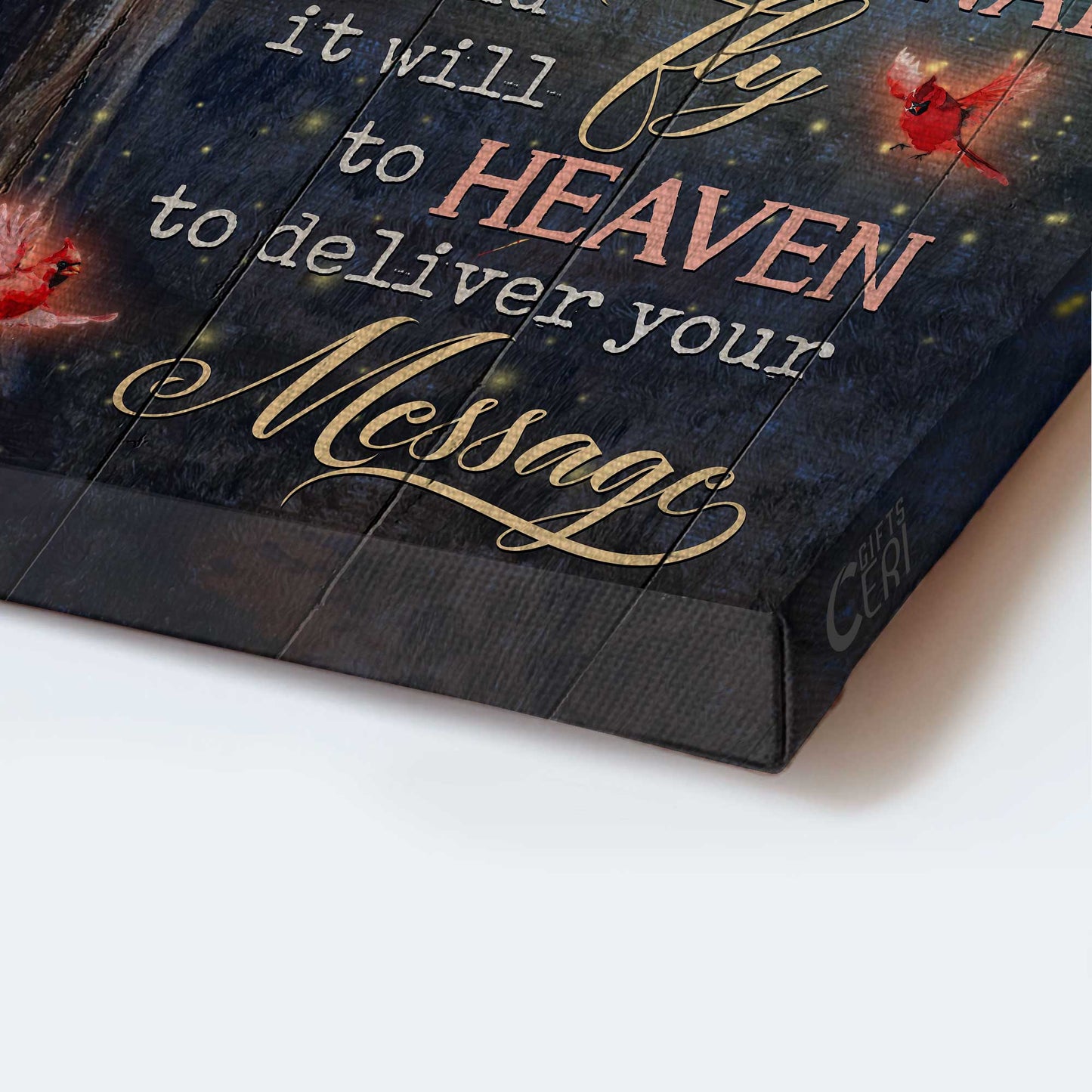 Memorial Portrait Canvas- Red cardinal, Beautiful moon, Amazing night painting- Memorial gift for family- Whisper I love you to a cardinal - Heaven Portrait Canvas Prints, Wall Art