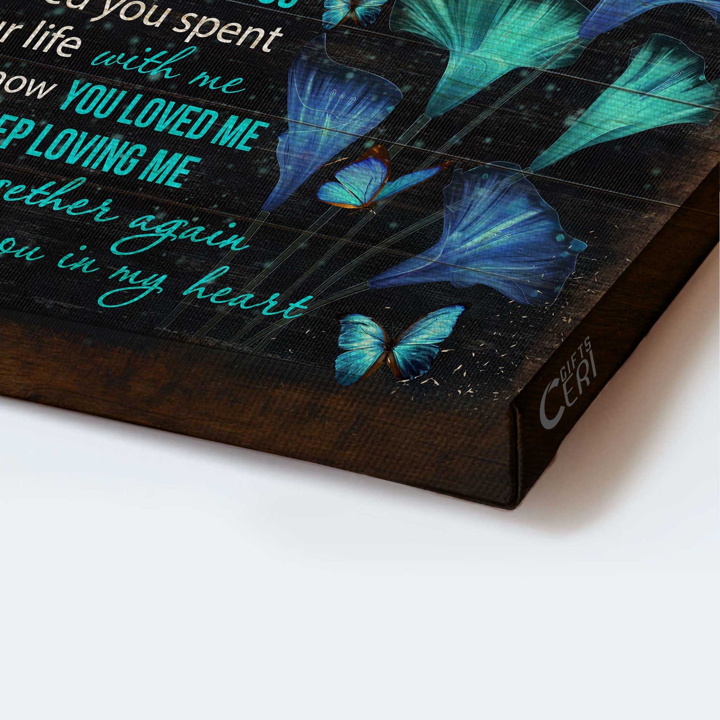 Memorial Landscape Canvas- Blue butterflies, Beautiful butterfly canvas - Gift for family- My piece in heaven - Heaven Landscape Canvas Prints, Wall Art