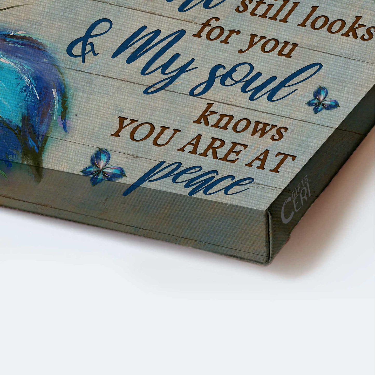 Memorial Landscape Canvas- Blue butterfly watercolor painting canvas- Gift for Family- My mind still talks to you - Heaven Landscape Canvas Prints, Wall Art