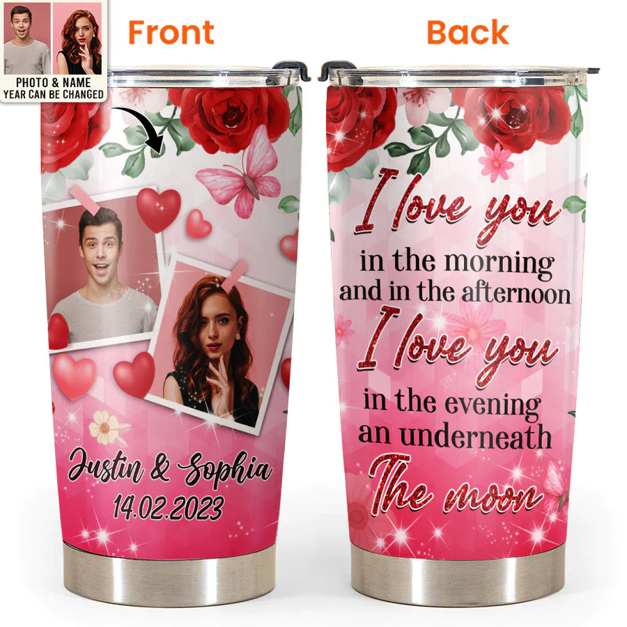 Valentine Personalized Tumbler, Personalized Photo Gifts, Valentines Gift For Her, Him, I Love You Forever Custom Photo Personalized