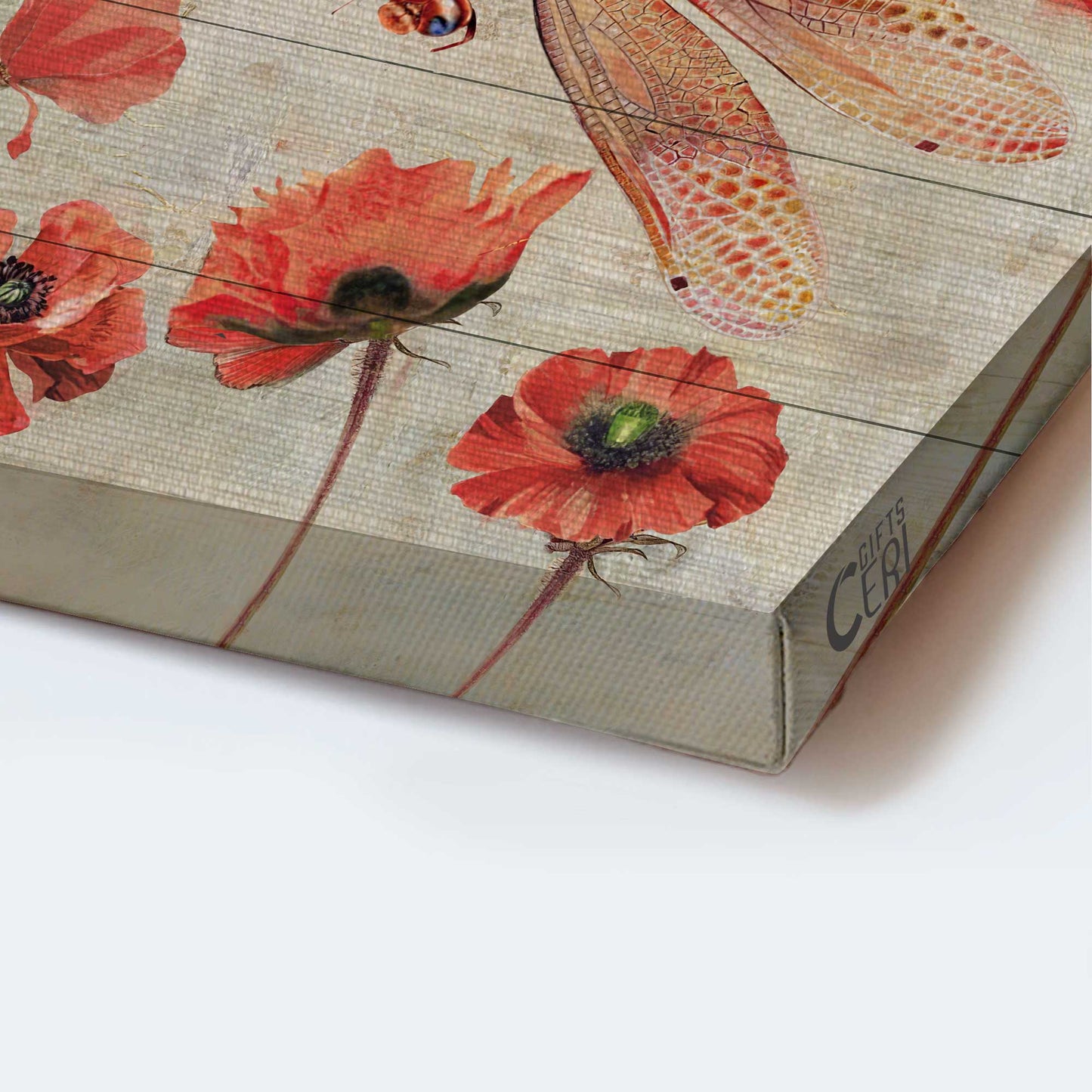 Memorial Portrait Canvas- Red dragonfly, Poppy painting - Gift for members family- Signs from heaven show up to remind you love never dies - Heaven Portrait Canvas Prints, Wall Art