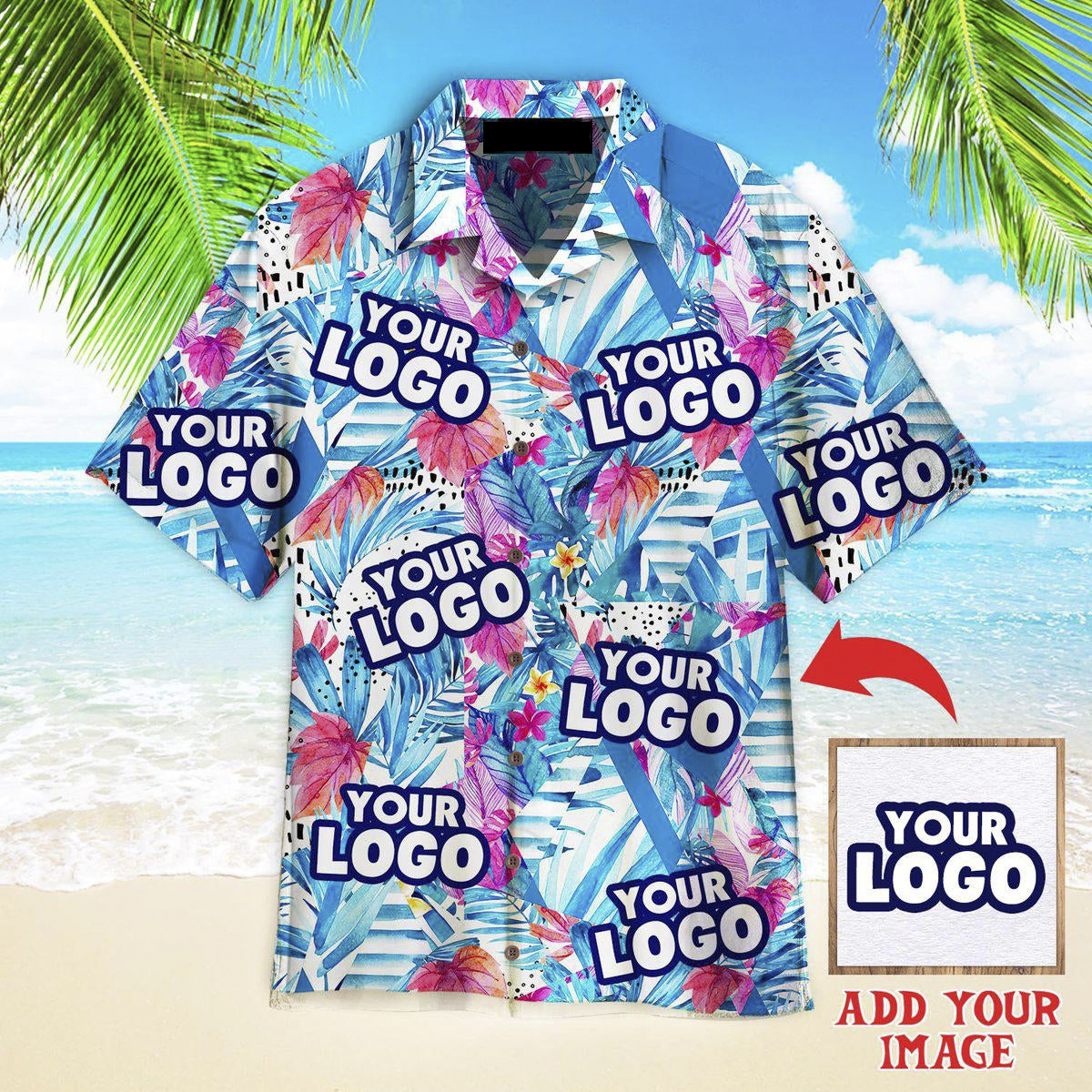 Exotic Flowers And Leaves Your Logo Custom Hawaiian Shirt, Personalized Hawaiian Shirts, Custom Photo Hawaiian Shirt
