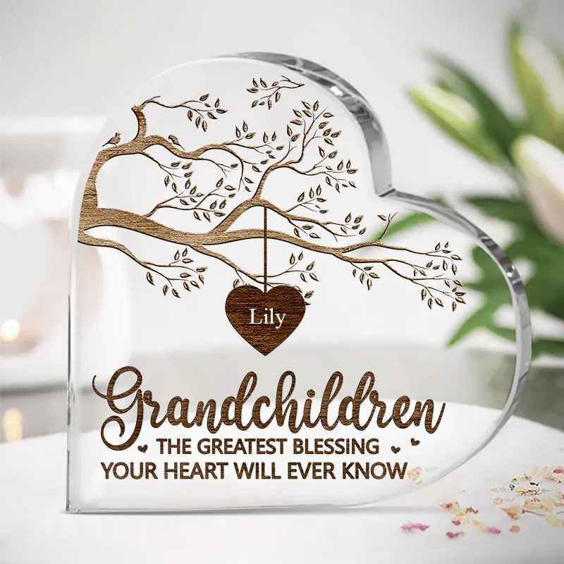 Grandchildren Custom Heart Shaped Acrylic Plaque, Mother's Day, The Greatest Blessing Personalized Custom Heart Shaped Acrylic Plaque, Your Heart Will Ever Know Custom Heart Shaped Acrylic Plaque
