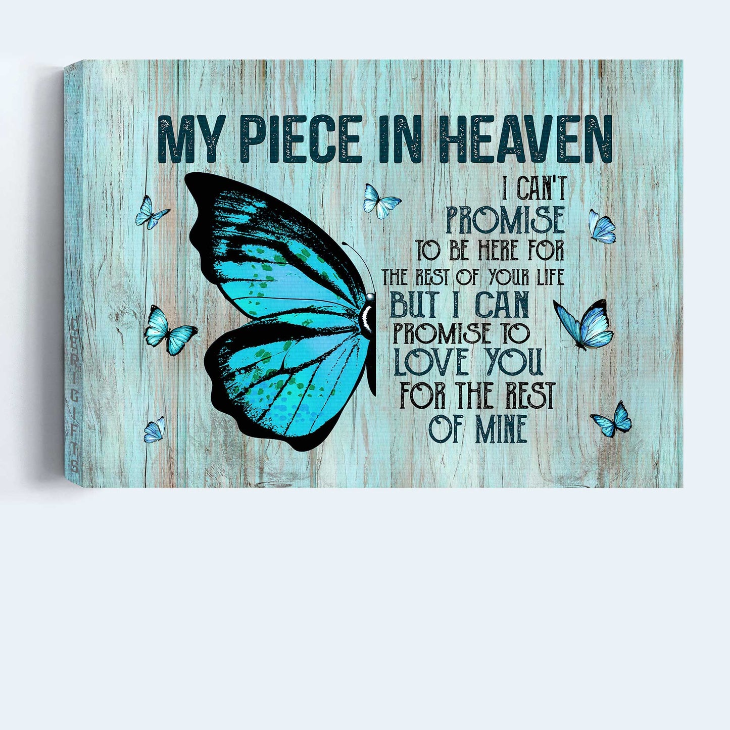 Memorial Landscape Canvas- Blue butterfly painting canvas- Gift for family- I can't promise to be here for the rest of your life - Heaven Landscape Canvas Prints, Wall Art