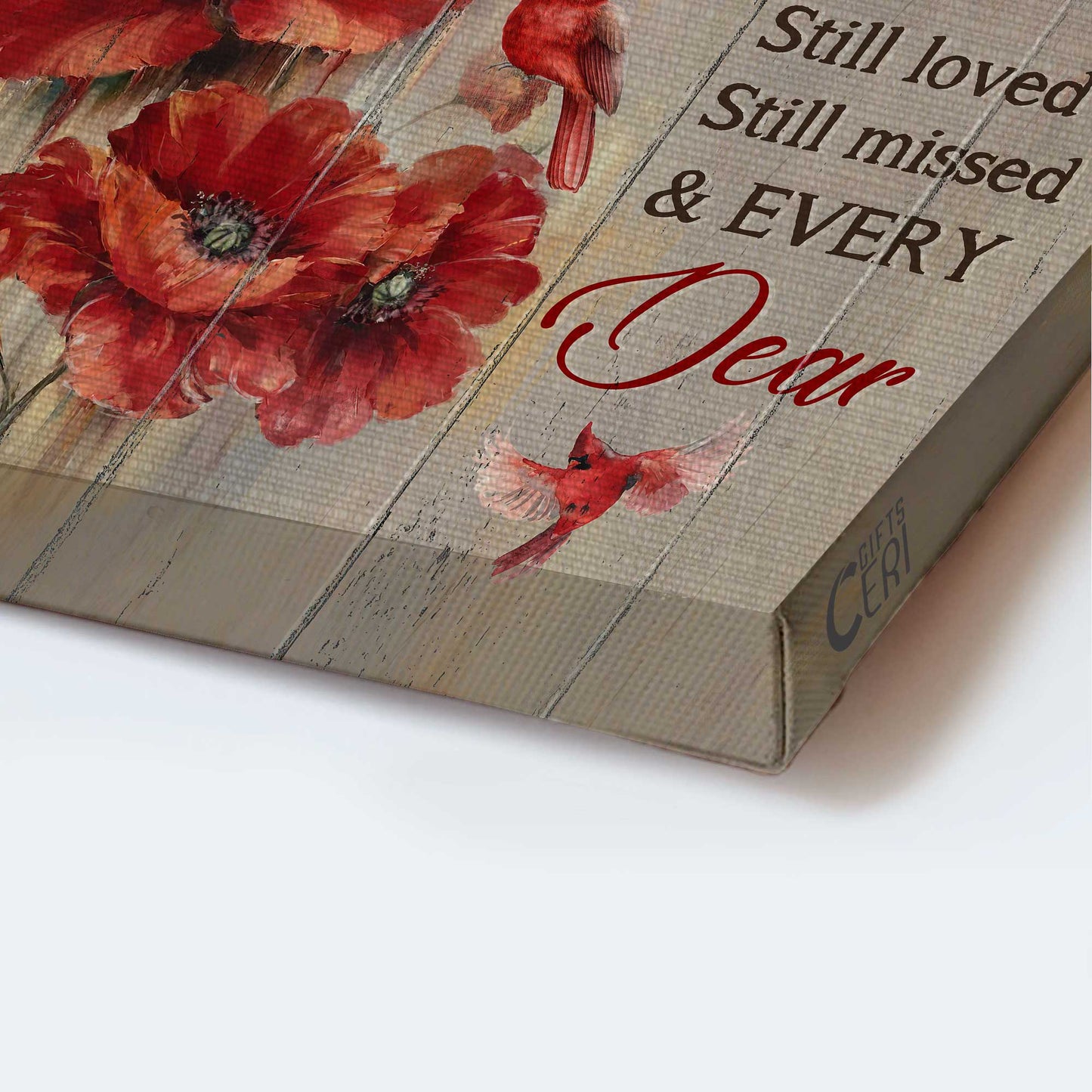 Memorial Landscape Canvas - Red cardinal Landscape Canvas, Christian Wall Art - Brilliant poppy flower Wall Decor Framed Gift For Christian - Heaven Portrait Canvas Prints