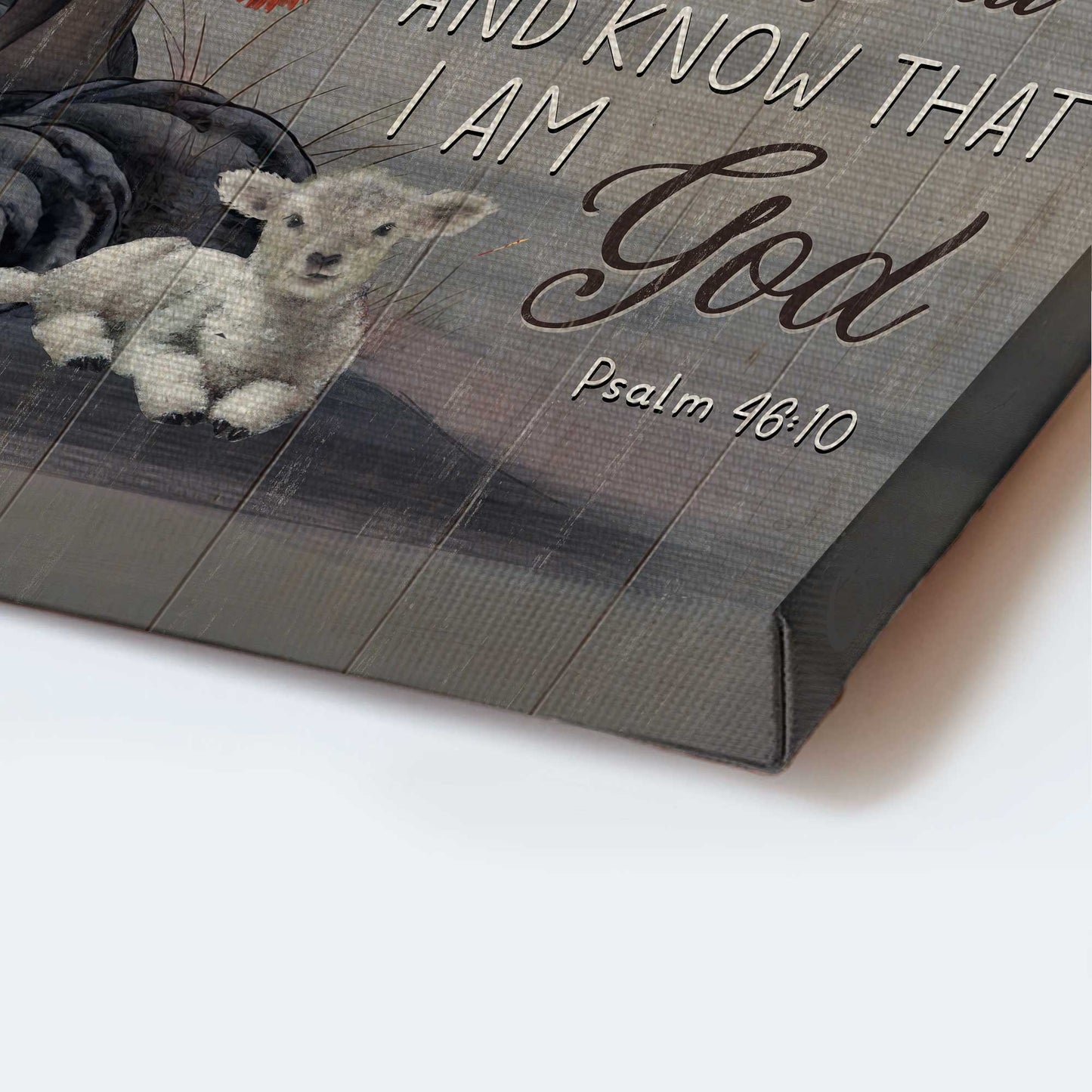Jesus Portrait Canvas - Snow tree, Red cardinal painting, White lamb- Gift for Christian- Be still and know that I am God - Portrait Canvas Prints, Wall Art