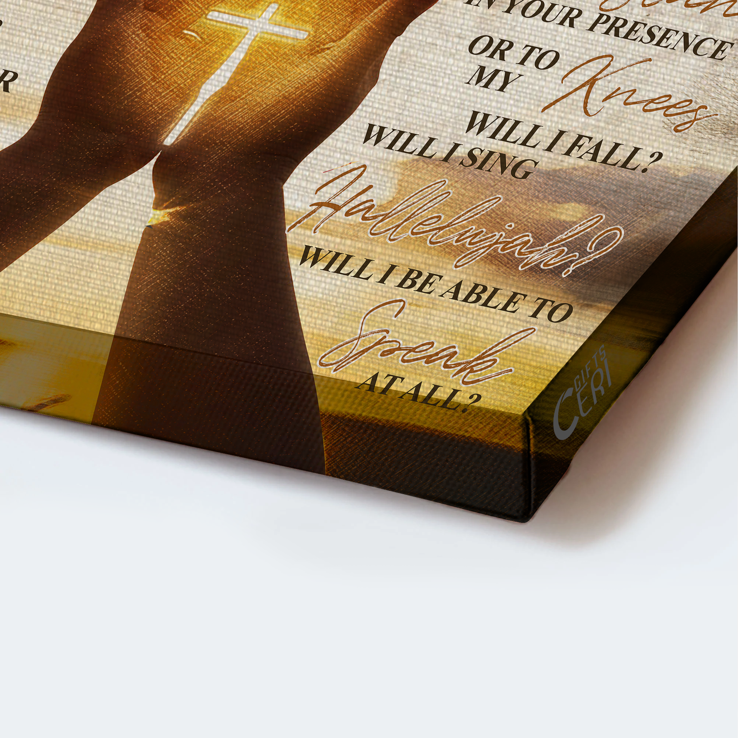 God, Faith, Jesus Landscape Canvas, Christian Wall Art - Awesome Cross, Pray, Hold Cross - The Cross On Hands Landscape Canvas
