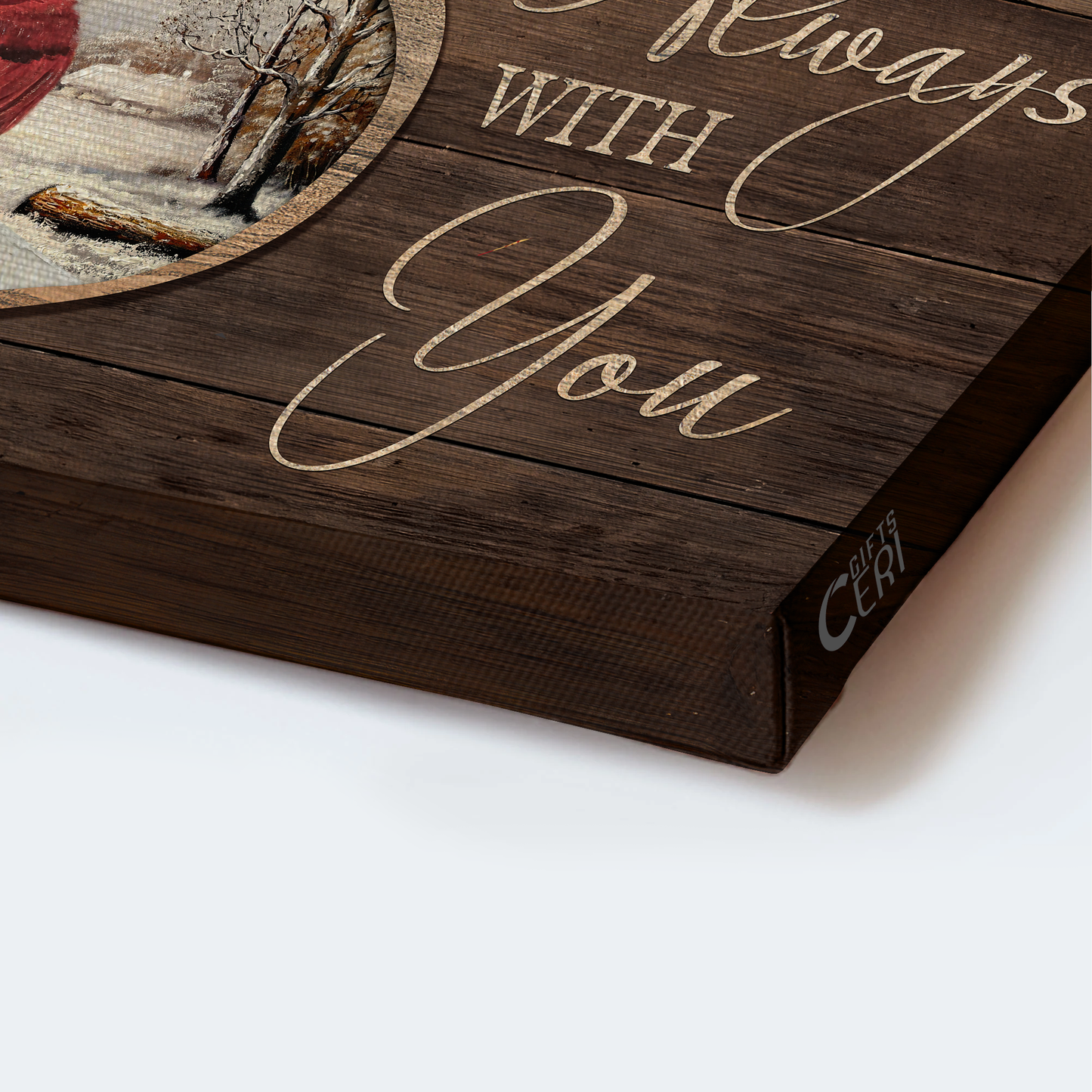 Heaven Landscape Canvas - Cardinal Couple, Winter Garden, Heart Wooden Background Landscape Canvas - Memorial Gift For Family Members - I Am Always With You