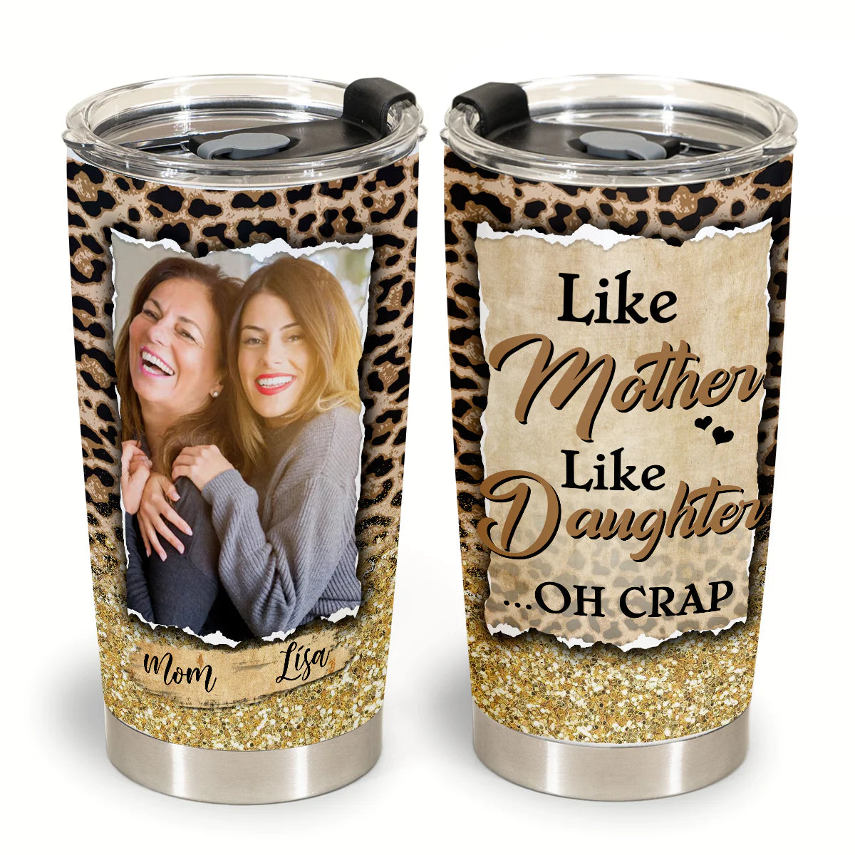 Best Personalized Mother's Day Gifts Tumbler - Custom Gift For Mother's Day, Presents for Mom - Like Mother Like Daughter Oh Crap - Custom Photo Gifts