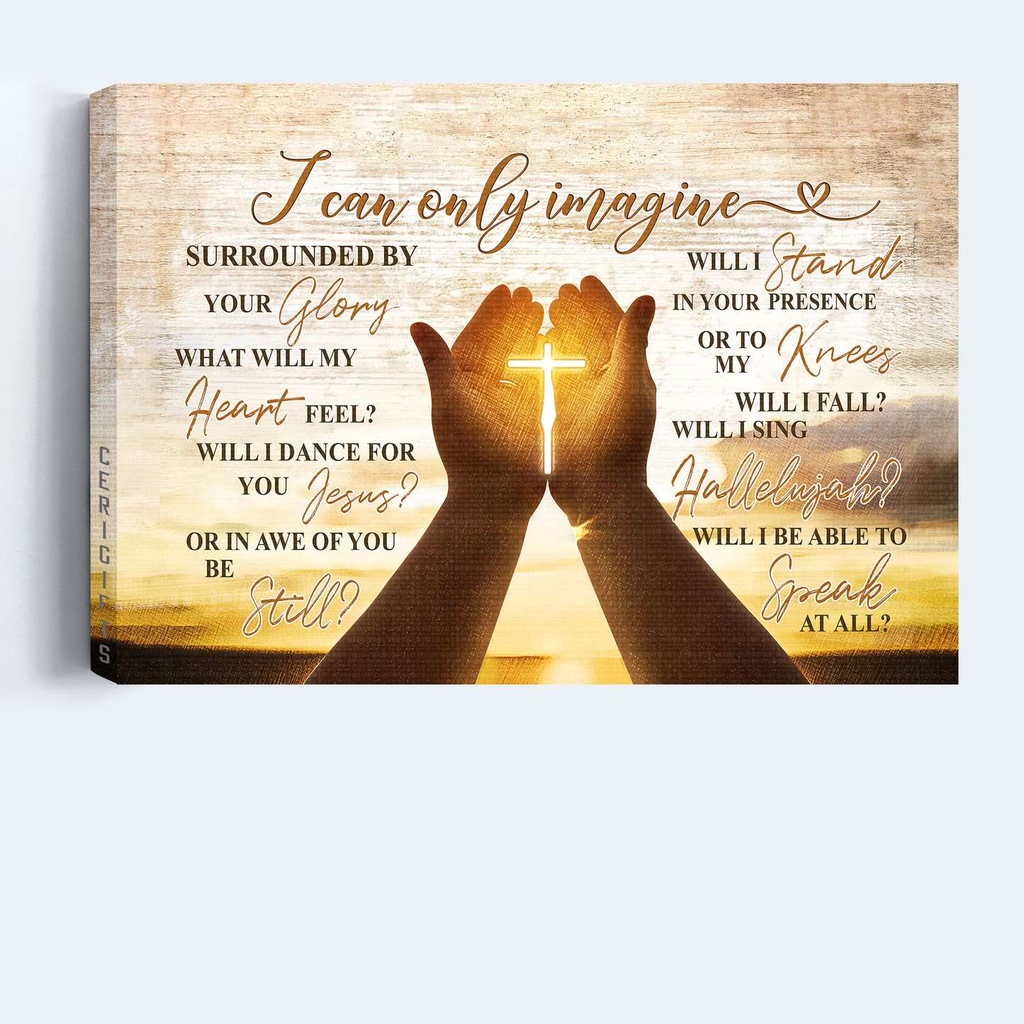 God, Faith, Jesus Landscape Canvas, Christian Wall Art - Awesome Cross, Pray, Hold Cross - The Cross On Hands Landscape Canvas