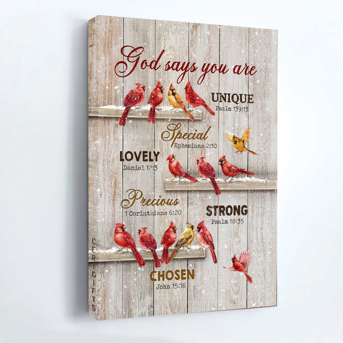 Heaven Portrait Canvas - Cardinal Painting, A Winter Day, Winter Painting Portrait Canvas - Memorial Gift For Family Members - God Says You Are Portrait Canvas