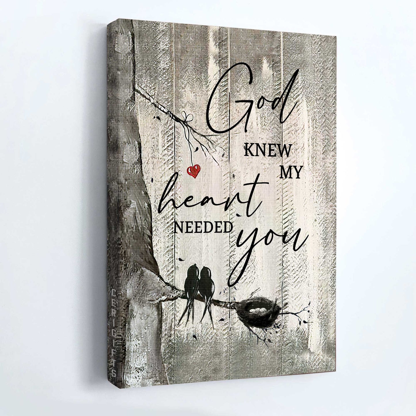 Couple Portrait Canvas - Two Lovebird - God Knew My Heart Needed You - Gift For Couple, Lover, Husband, Wife, Boyfriend, Girlfriend