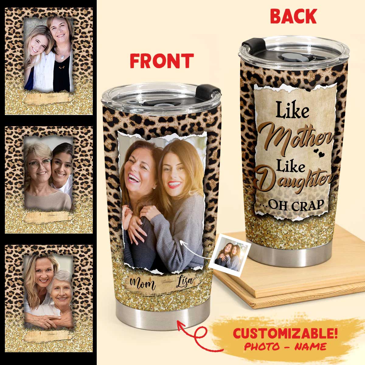 Best Personalized Mother's Day Gifts Tumbler - Custom Gift For Mother's Day, Presents for Mom - Like Mother Like Daughter Oh Crap - Custom Photo Gifts