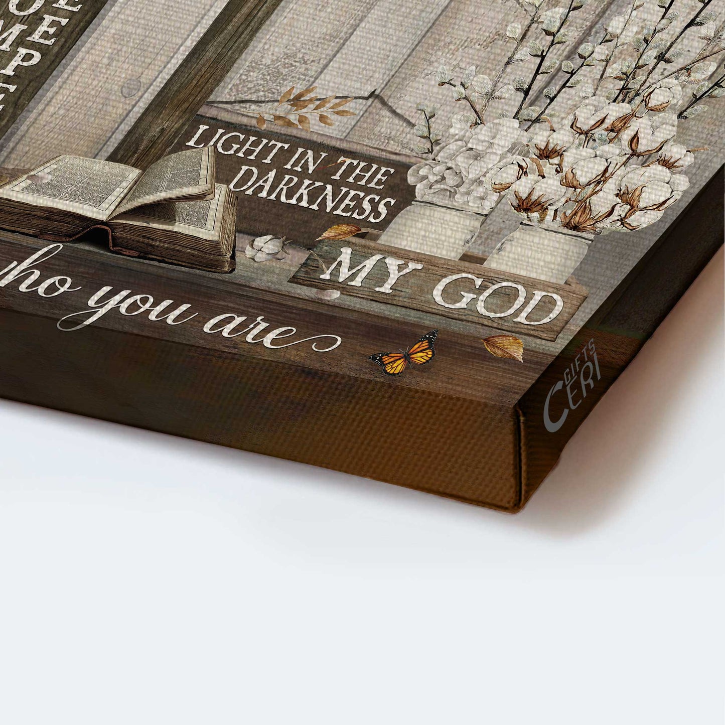 Jesus Landscape Canvas - The Bible, Vintage Painting, Wooden Cross, Pray To Jesus Canvas - Gift For Christian - Jesus Is The Light In The Darkness Canvas