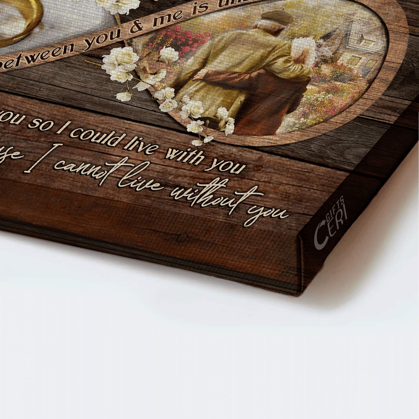 Couple Landscape Canvas - The Infinity Symbol, Wedding Rings, Old Loving Couple Canvas - Valentine's Day Gift For Couple, Spouse, Lover - The Love Between You And Me Is Unbreakable