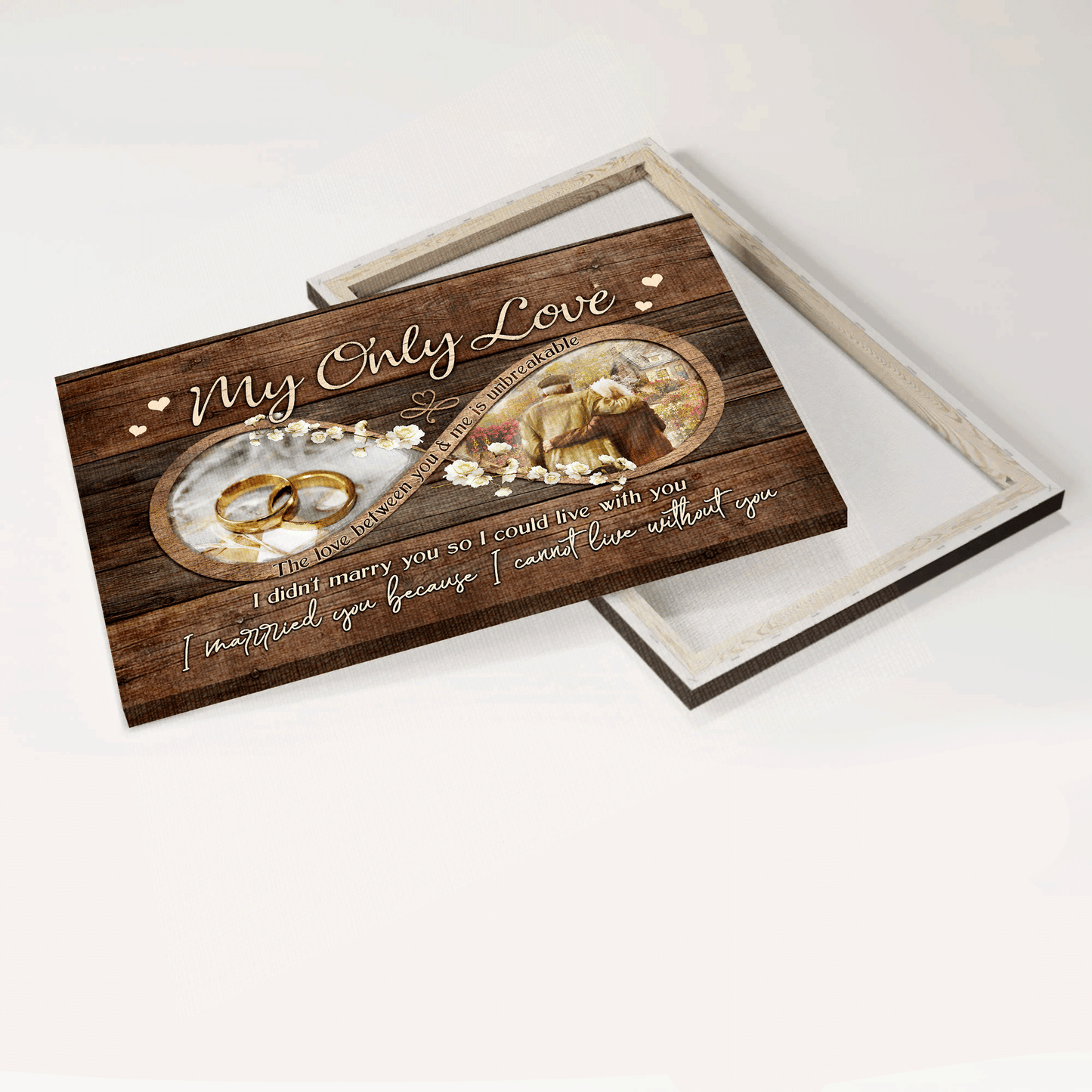 Couple Landscape Canvas - The Infinity Symbol, Wedding Rings, Old Loving Couple Canvas - Valentine's Day Gift For Couple, Spouse, Lover - The Love Between You And Me Is Unbreakable