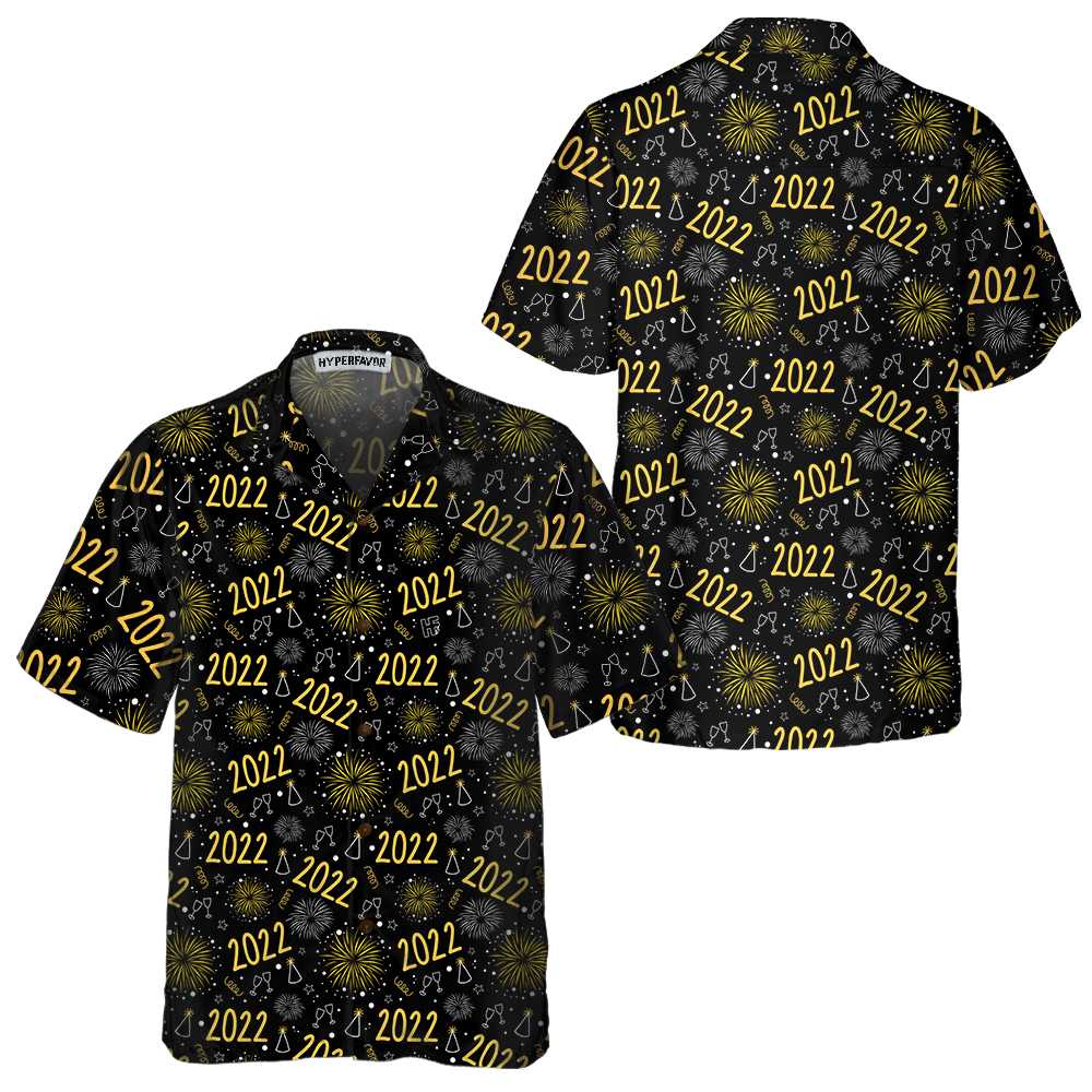 2022 New Year Golden Firework Hawaiian Shirt, Happy New Year Shirt For Men And Women- Perfect Gift For Fishing Lovers, Friends, Husband, Boyfriend, Family