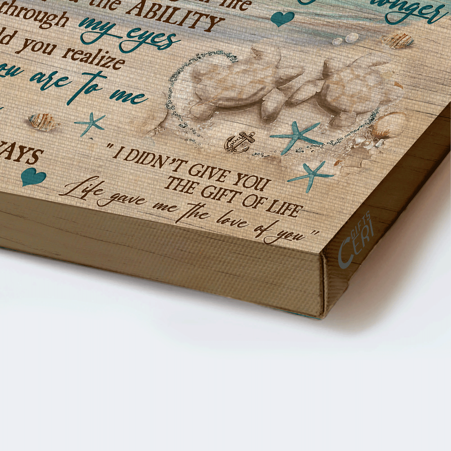 Gift For Husband Landscape Canvas - To My Husband, Sand Turtle, Sand Beach, Couple Canvas - Valentine's Day Gift For Couple, Spouse, Lover - Life Gave Me The Love Of You