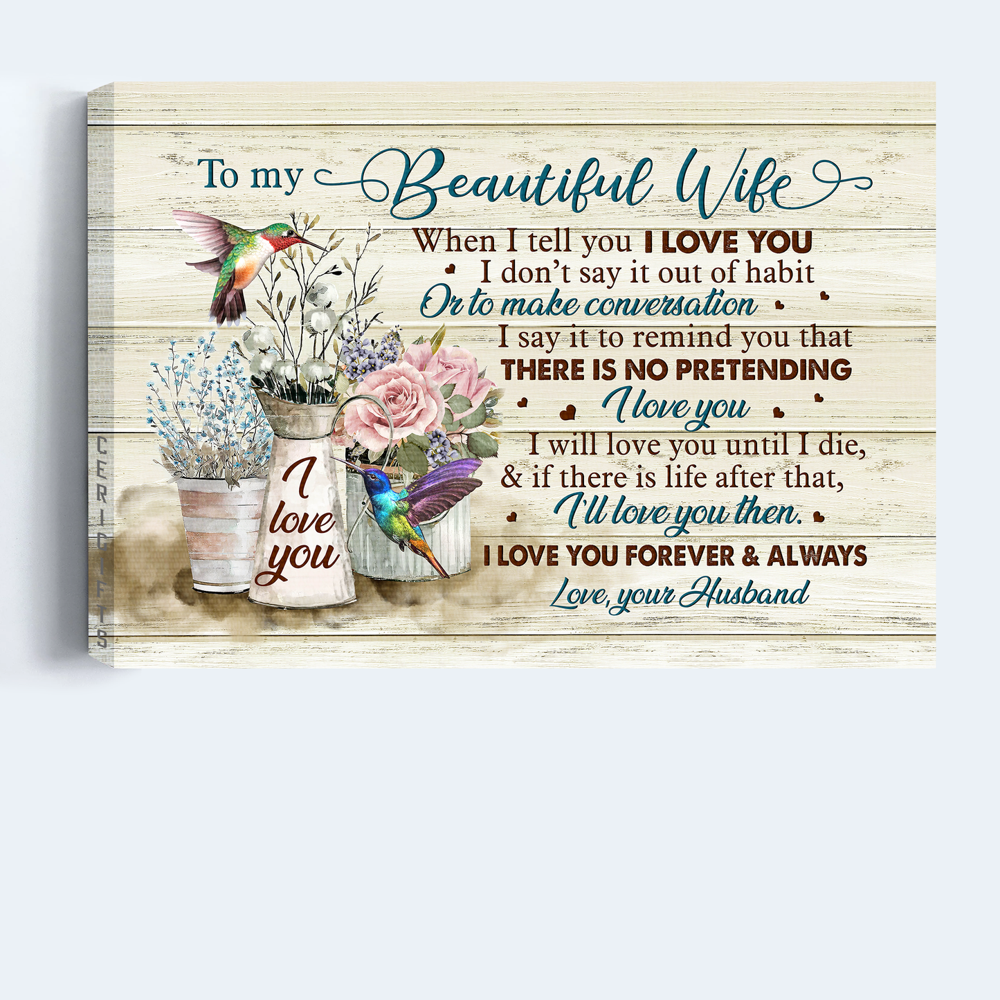 Gift For Wife Landscape Canvas - To My Wife, Baby Flower, Rose Drawing, Couple Canvas - Valentine's Day Gift For Couple, Spouse, Lover - I Will Love You Until I Die