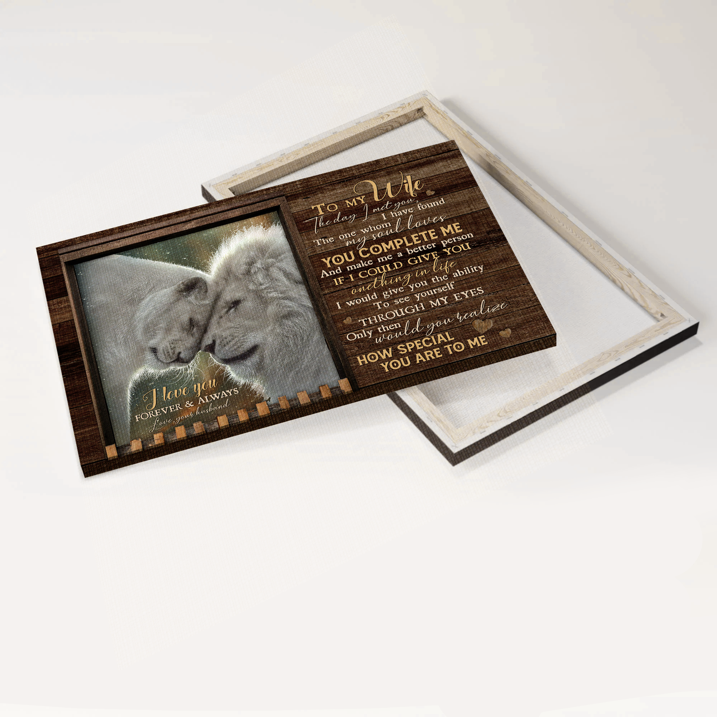 Gift For Wife Landscape Canvas - To my wife, Beautiful lion, Couple painting, Family Canvas - Valentine's Day Gift For Couple, Spouse, Lover - I love you forever and always