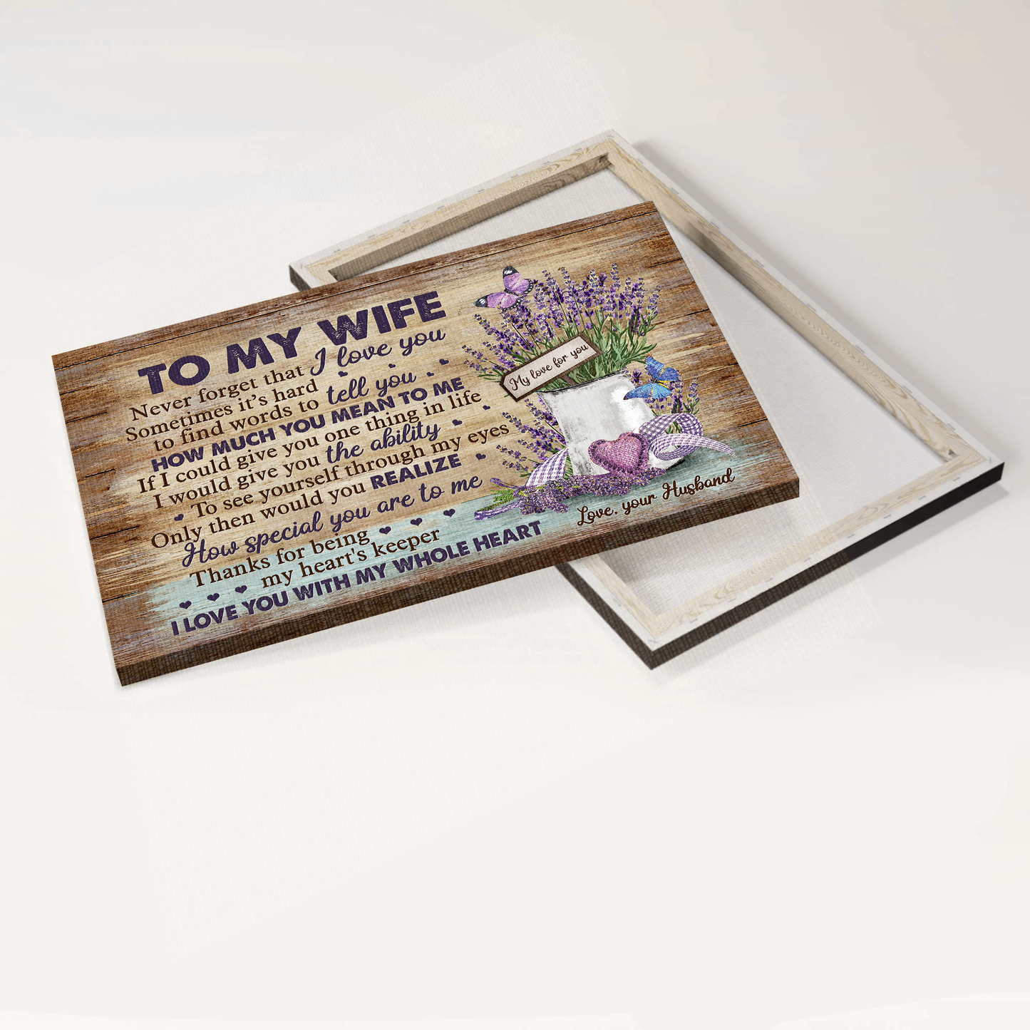 Gift For Wife Landscape Canvas - To My Wife, Lavender Canvas - Valentine's Day Gift For Couple, Spouse, Lover - I Love You With My Whole Heart - Couple Canvas