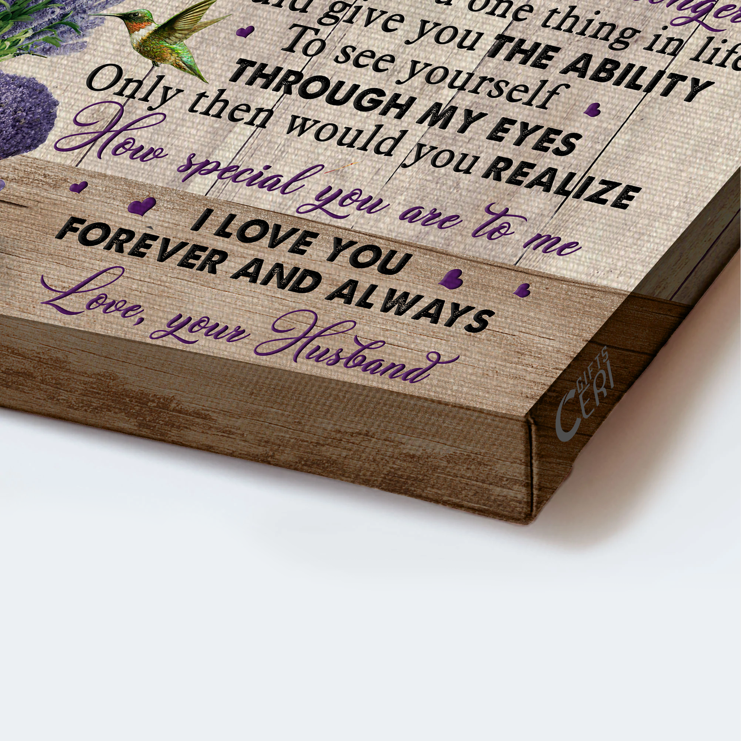 Gift For Wife Landscape Canvas - To My Wife, Lavender Painting, Hummingbird Canvas - Valentine's Day Gift For Couple, Spouse, Lover - In My Eye You Are Special - Couple Canvas