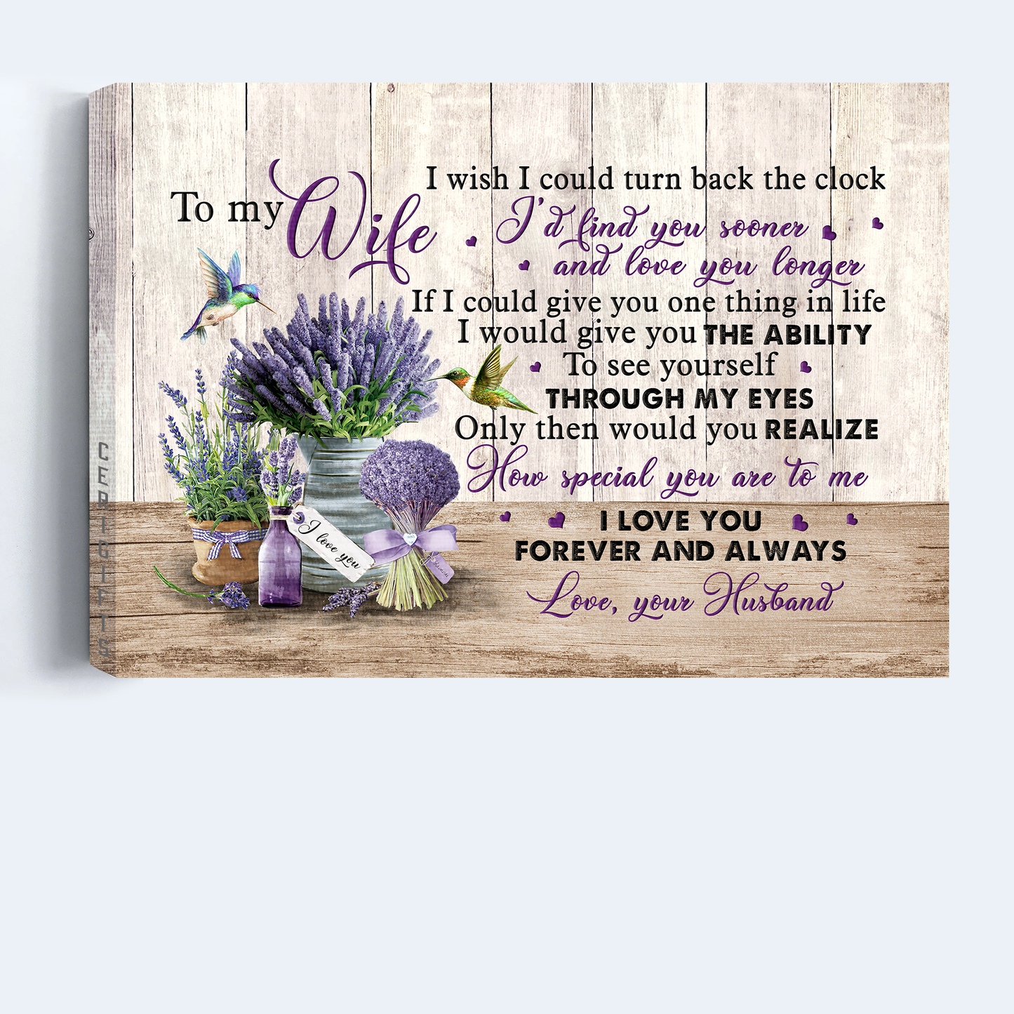 Gift For Wife Landscape Canvas - To My Wife, Lavender Painting, Hummingbird Canvas - Valentine's Day Gift For Couple, Spouse, Lover - In My Eye You Are Special - Couple Canvas